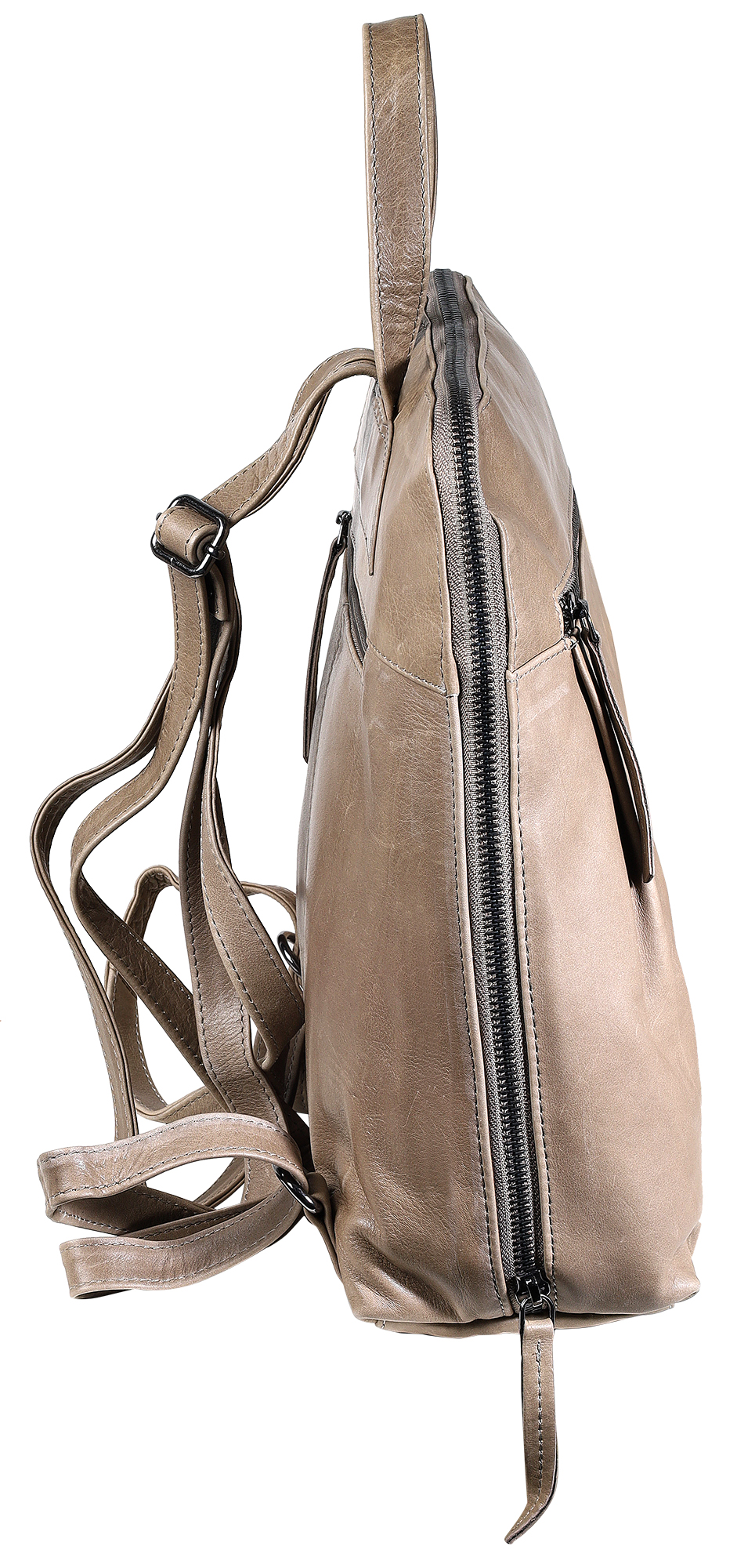 Leonardo Verrelli, Echtleder Rucksack/Tasche, Reißverschluss, verstellbare Riemen, hellbraun