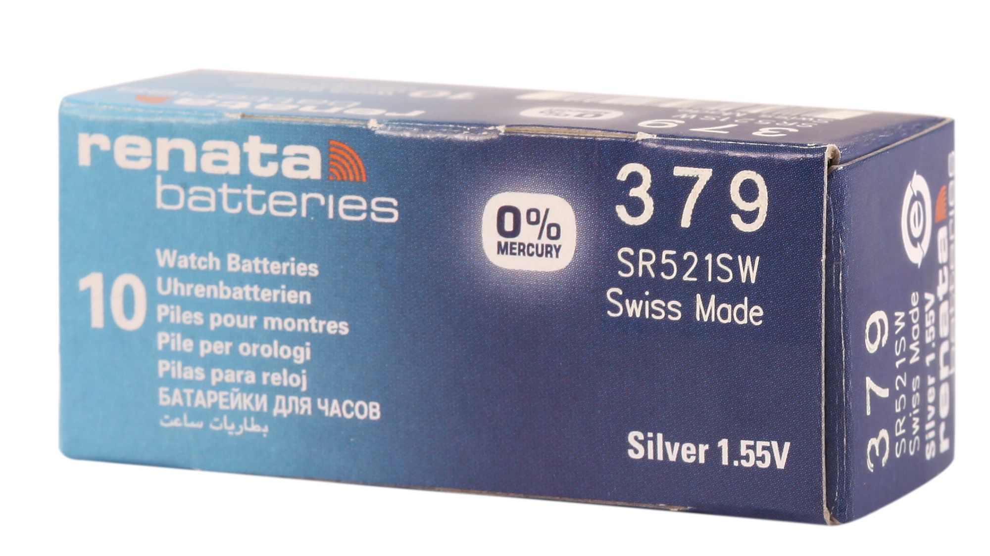 RENATA Silberoxid-Knopfzellen, 0% Quecksilber, 10 Stk., R379 (SR521SW), 1,55 V