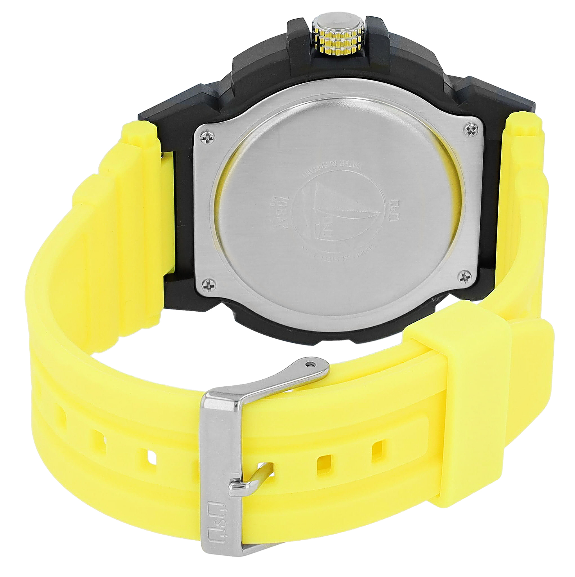 Q&Q Herrenuhr mit Kunststoffarmband, Ø 46mm, 10ATM, Gelb/ Schwarz