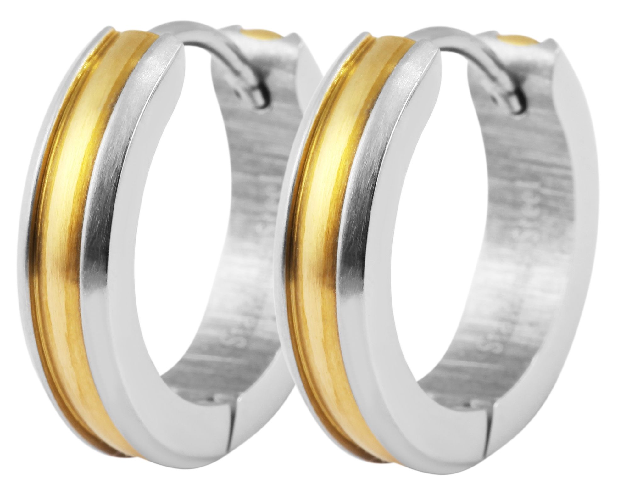 "Ilene" Edelstahl Klapp-Creolen Ø 12 mm, bicolor (silberfarben/ goldfarben)