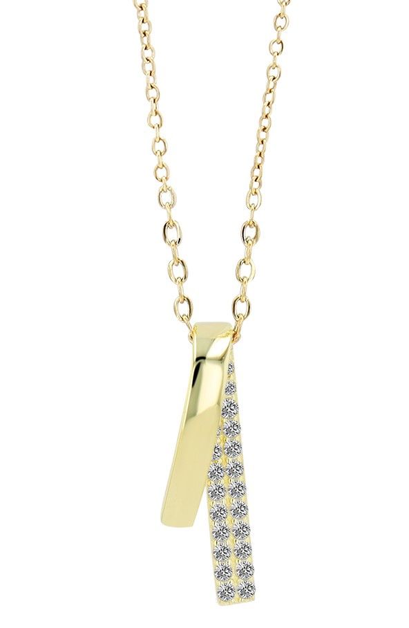 925/- Echt Silber Kette mit Anhänger "Fabi" mit Zirkonia, vergoldet, 39 + 4 cm