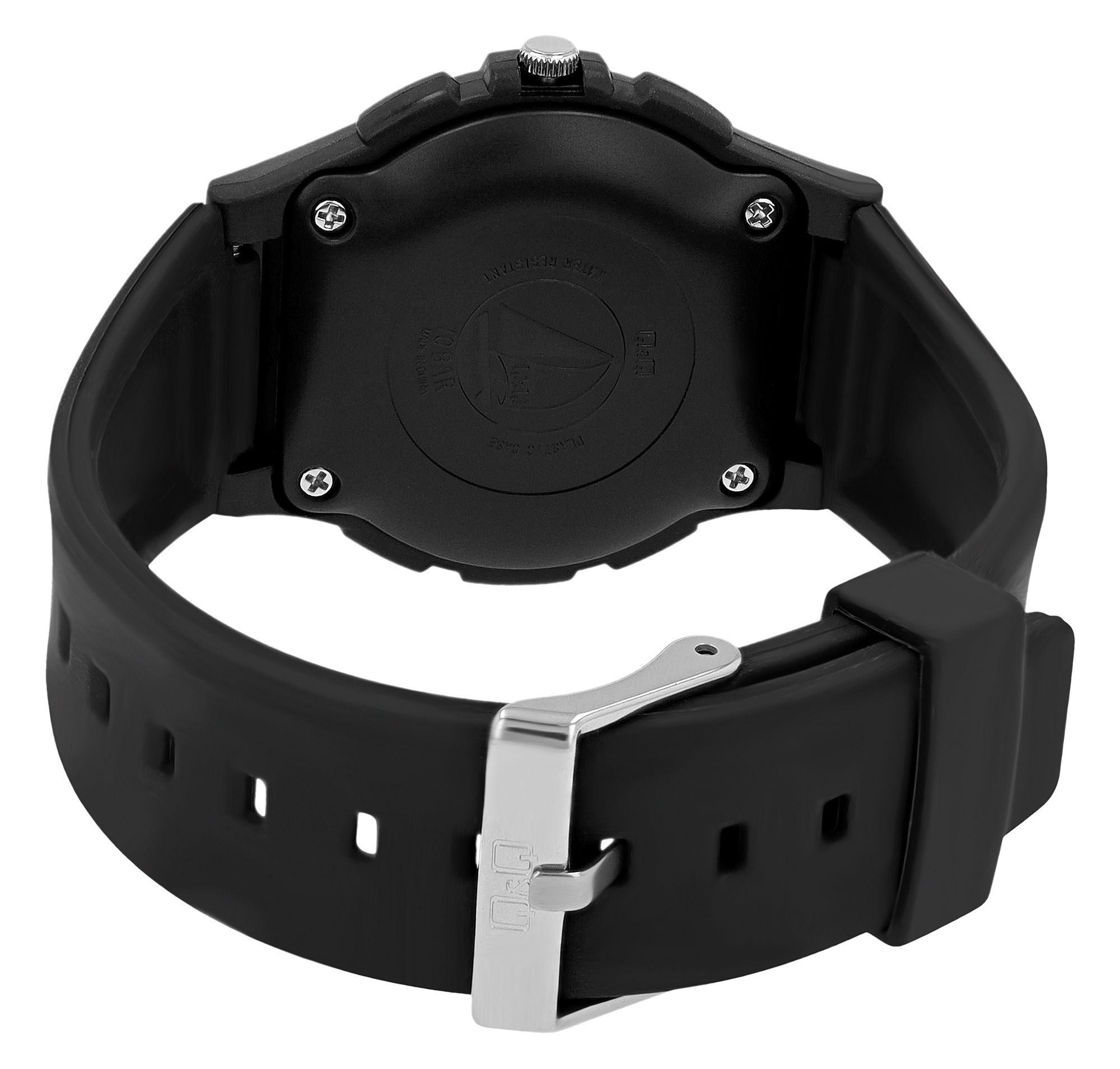 Q&Q Herrenuhr mit Silikonarmband, Ø 40 mm, schwarz/ blau