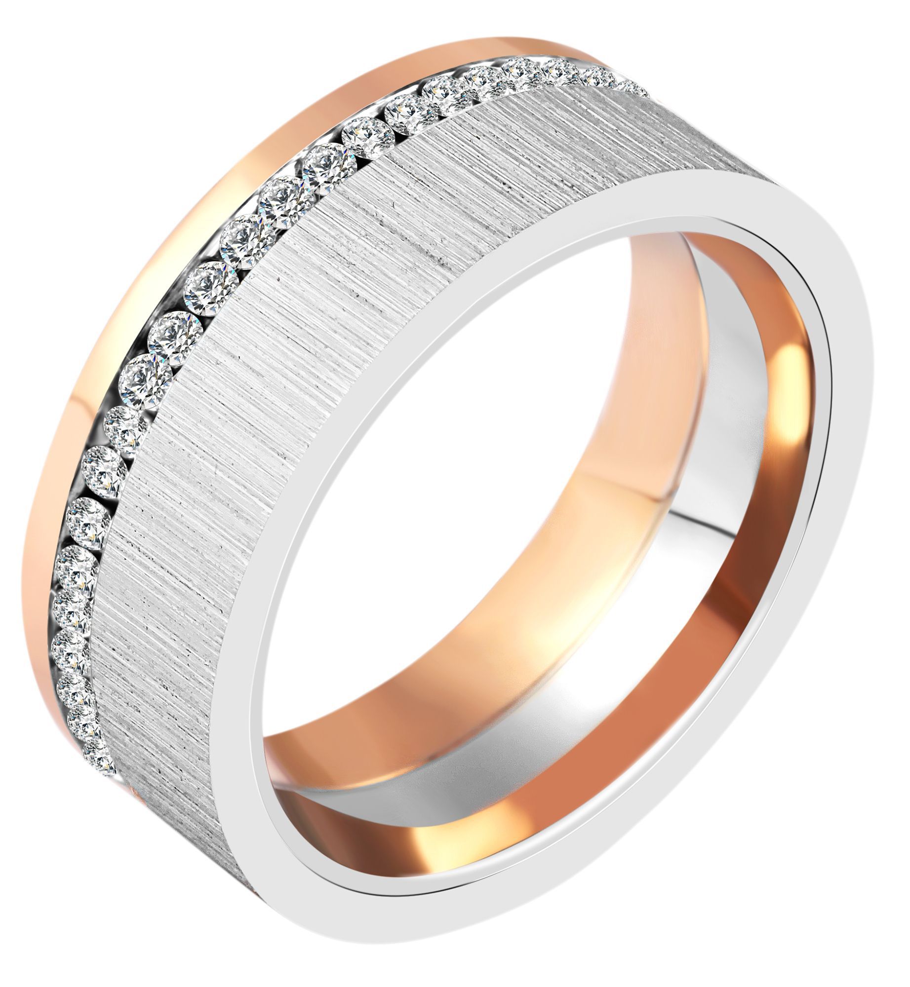 "Passion" Akzent Damen Partnerring Gr 52 aus Edelstahl, bicolor (silberfarben/ roségoldfarben)