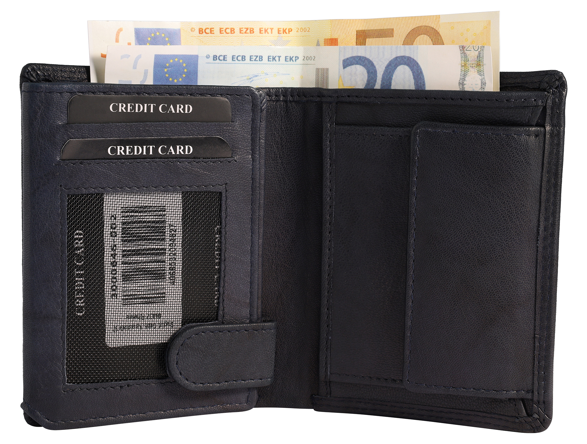 Leonardo Verrelli Echtleder (Antik) Geldbörse, RFID, Hochformat, dunkelblau