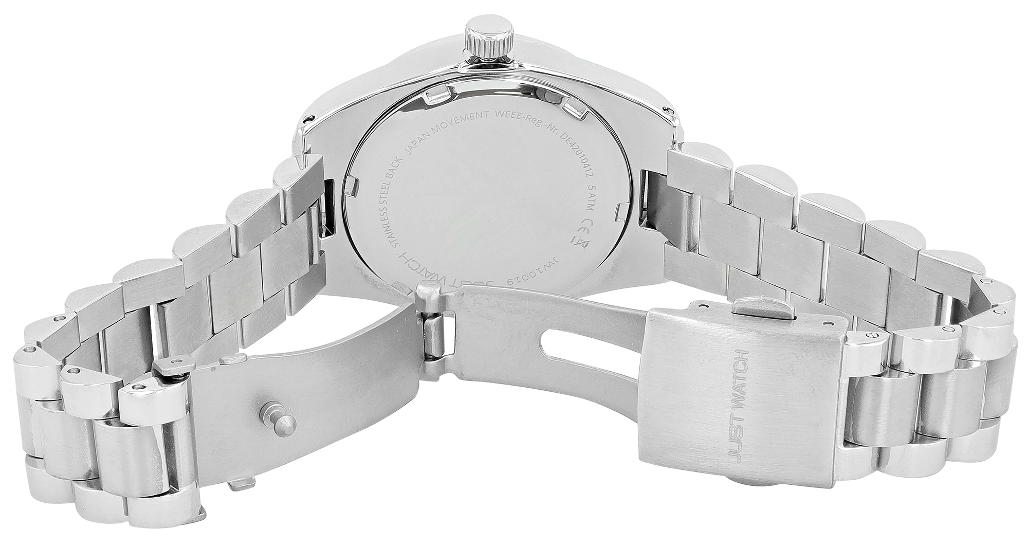 Just Watch Damenuhr "Emmi", Edelstahlband, Ø 33 mm, silberfarben/weiß