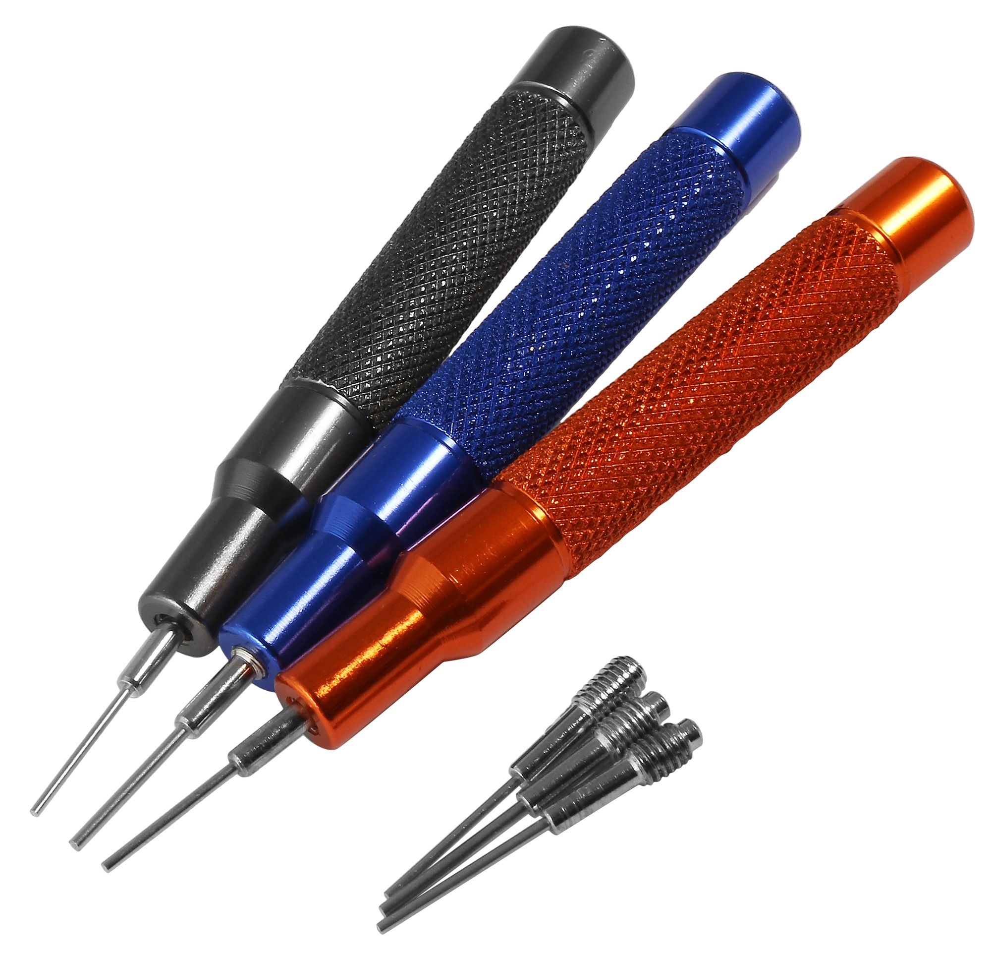 3-teiliges Set Ausschlägerkolben mit Ersatzspitzen (0,7 mm, 0,8mm, 0,9 mm)