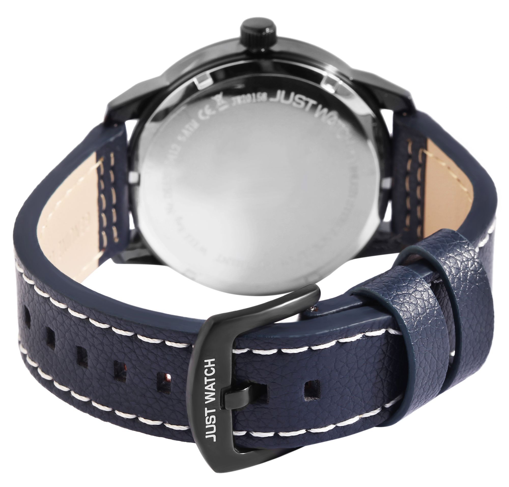 JUST WATCH "Benedict" Herrenuhr mit Echtlederband, Blau