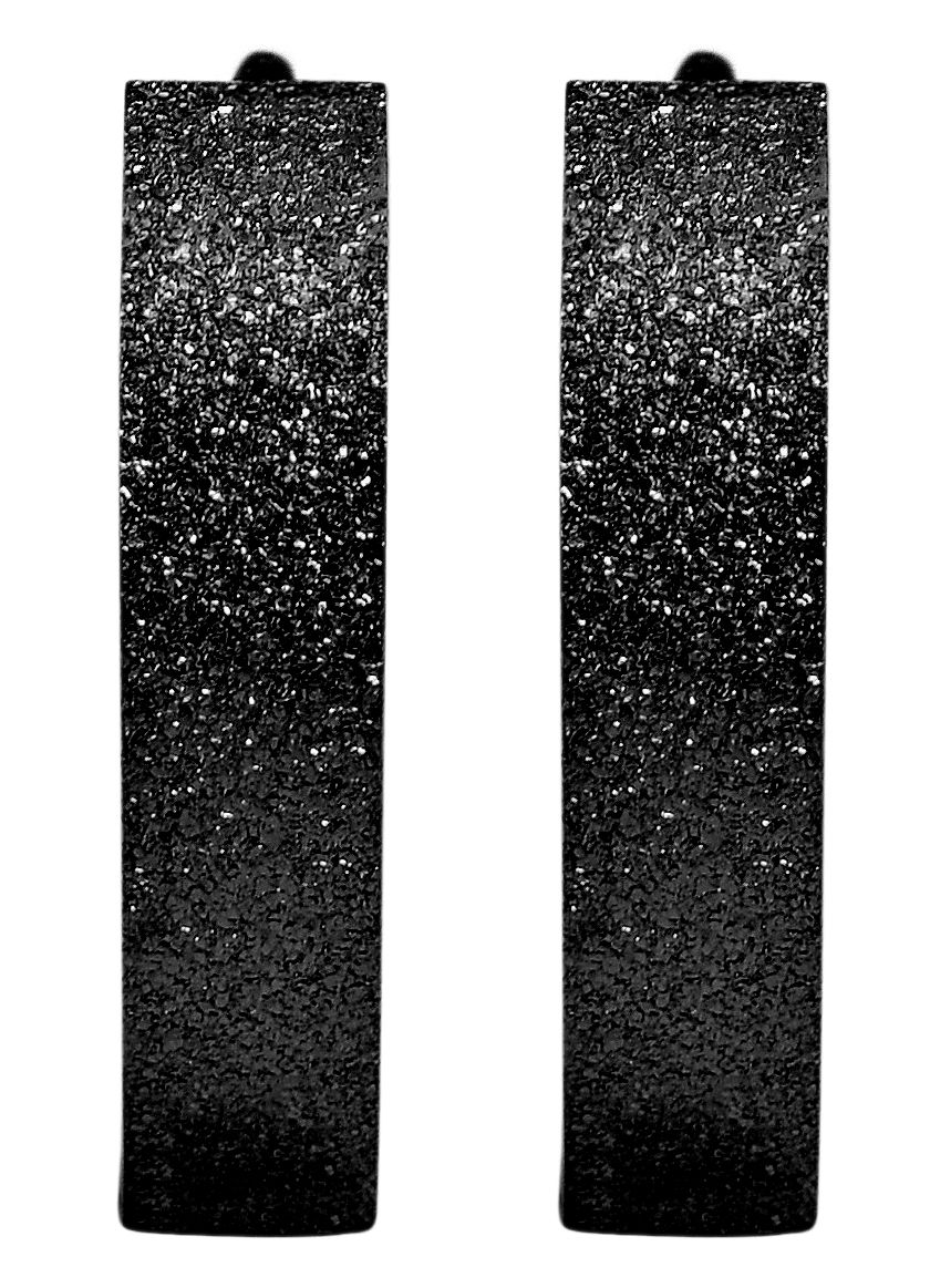 "Fina", Akzent Edelstahl Klapp-Creolen Ø 14 mm, sandgestrahlt, schwarz