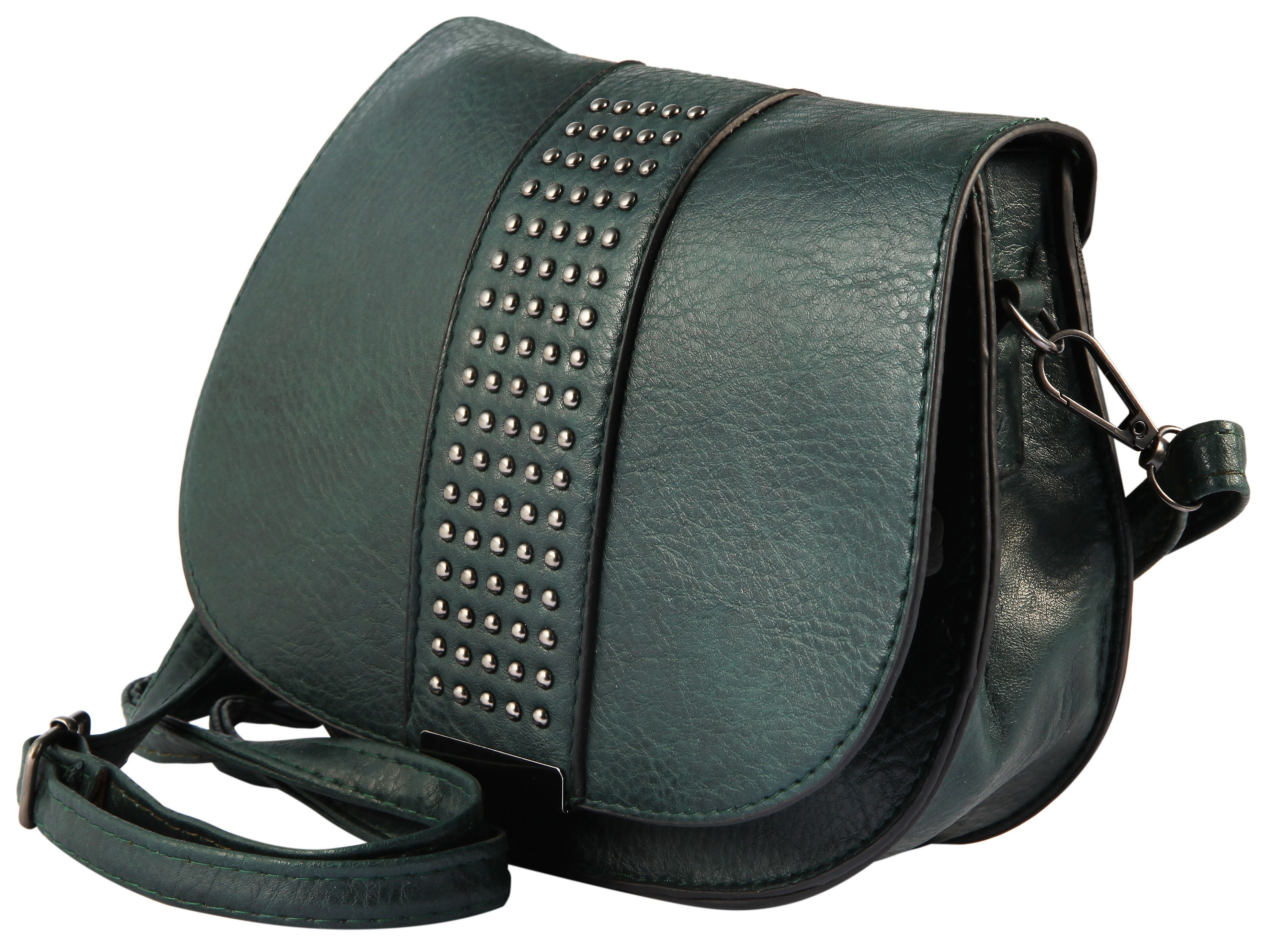 Damen Handtasche aus Lederimitation, dunkelgrün