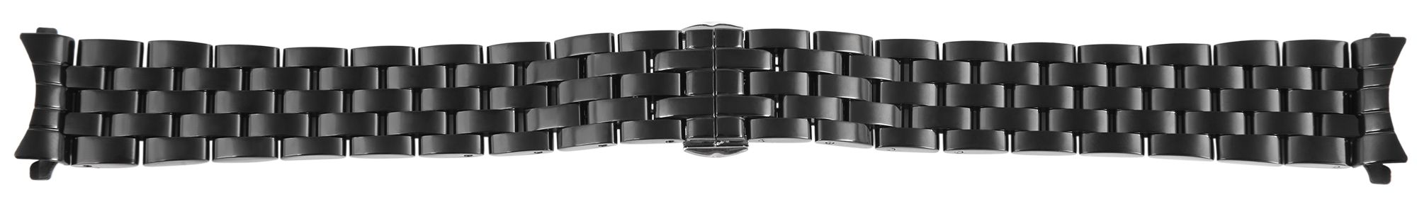 Edelstahl-Uhrenarmband, schwarz, Butterfly-Faltschließe, 20 mm