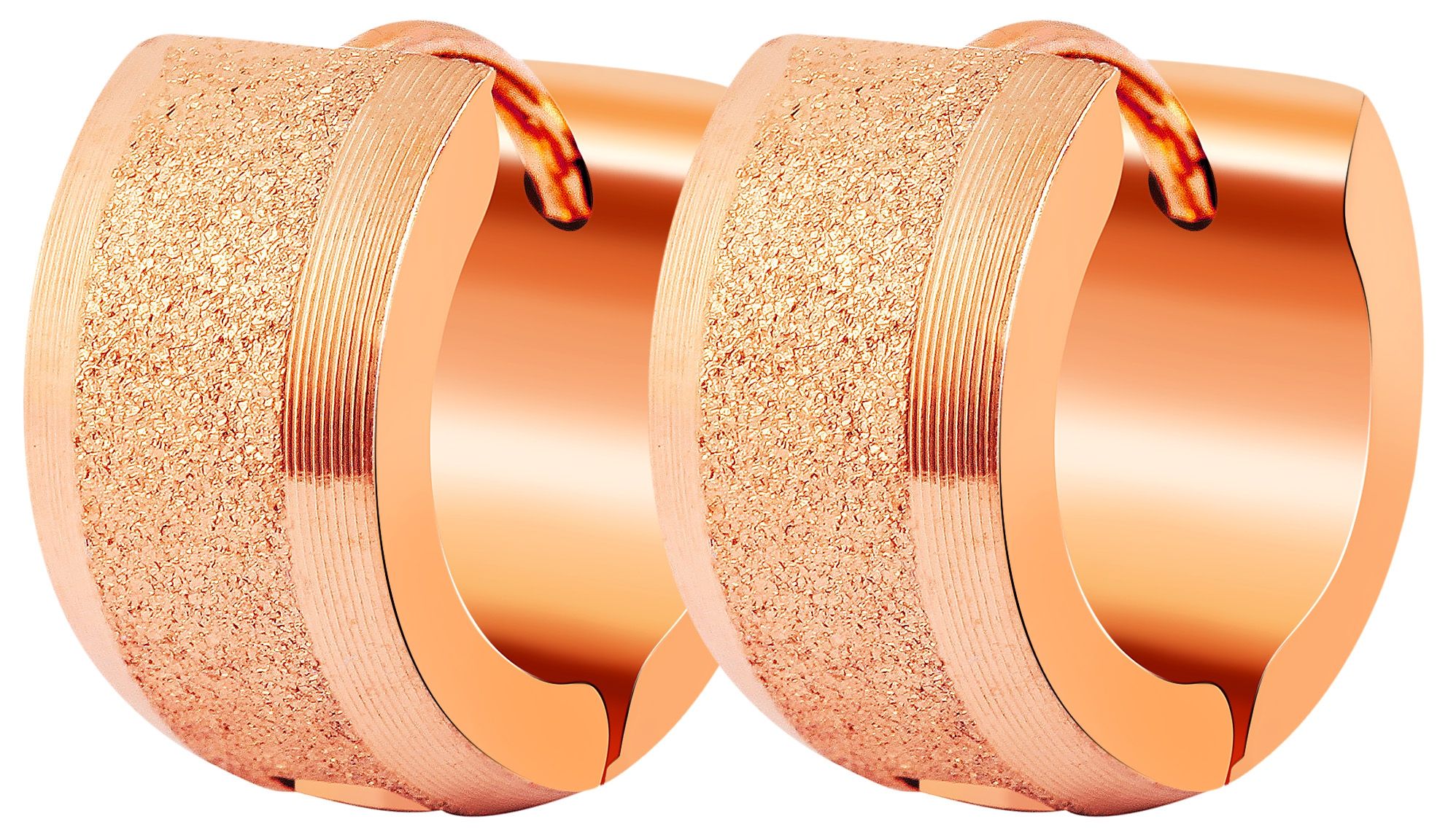 Akzent Edelstahl Klapp-Creolen, Durchmesser 13 mm, sandgestrahlt, roségoldfarben