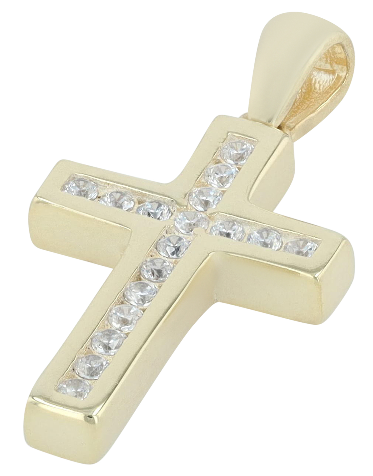 "Uaan" 925/- Echt Silber Anhänger - Kreuz, Zirkonia, vergoldet