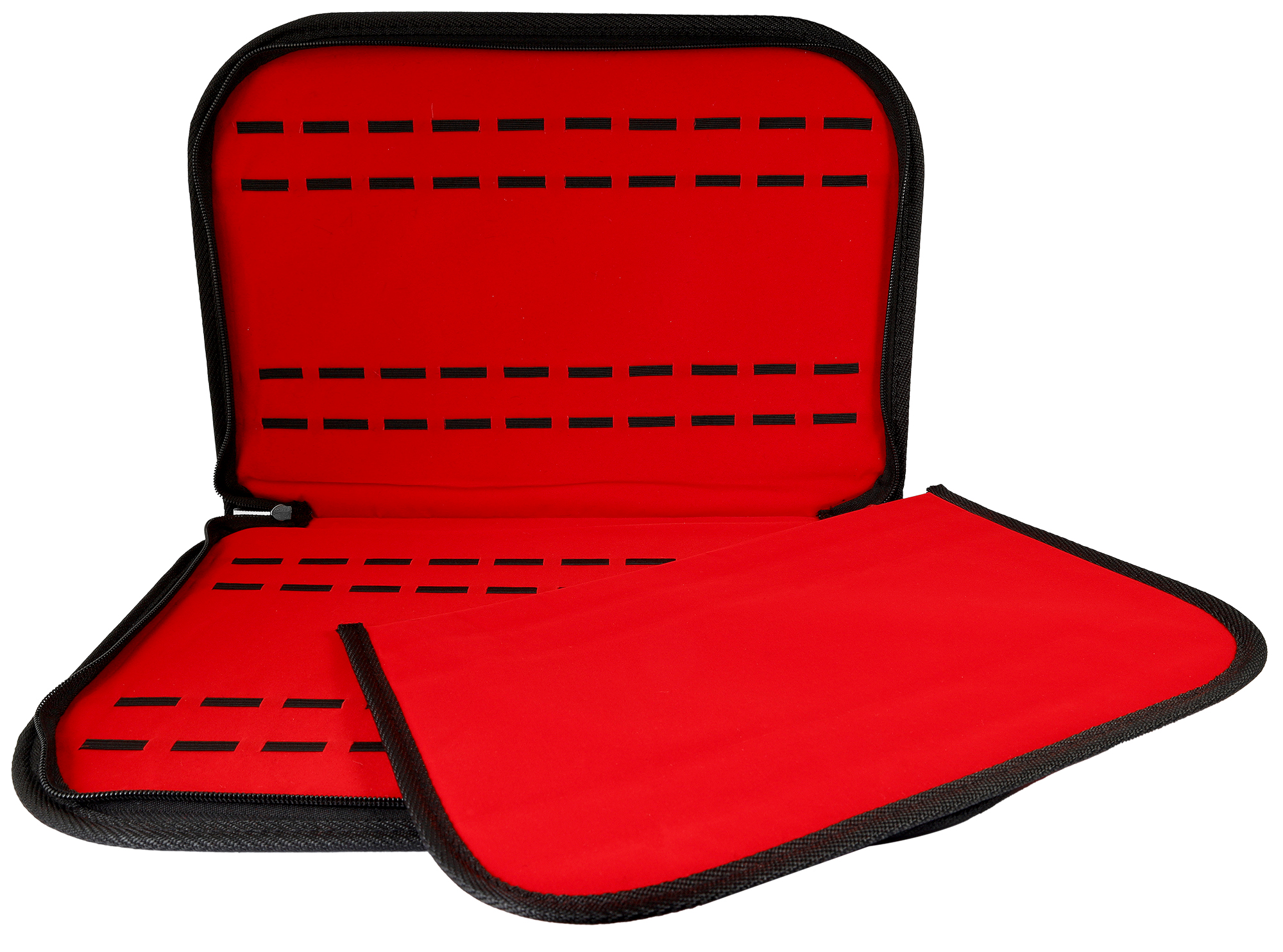 Uhrenmappe für 20 Uhren, rot/ schwarz (ohne Deko), Maße: 40 x 28,5 x 2 cm