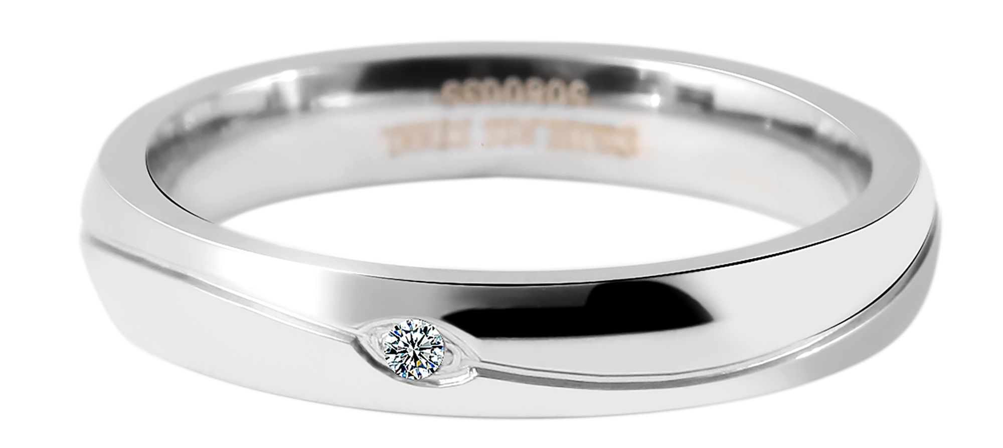 Akzent Damen-Partnerring aus Edelstahl, mit Similistein, silberfarbig, Gr. 62