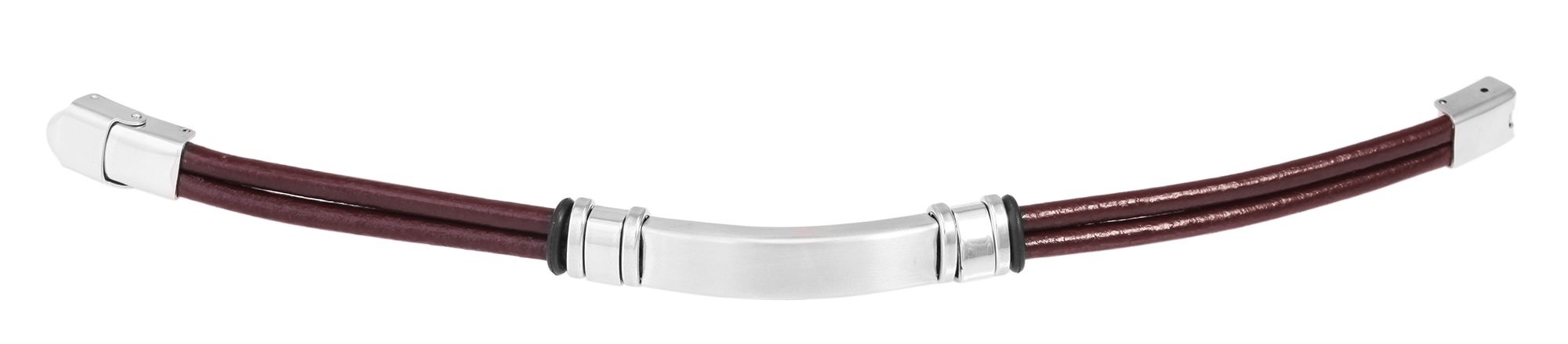 Akzent Echtlederarmband mit Edelstahlgravurplatte, braun/silberfarben