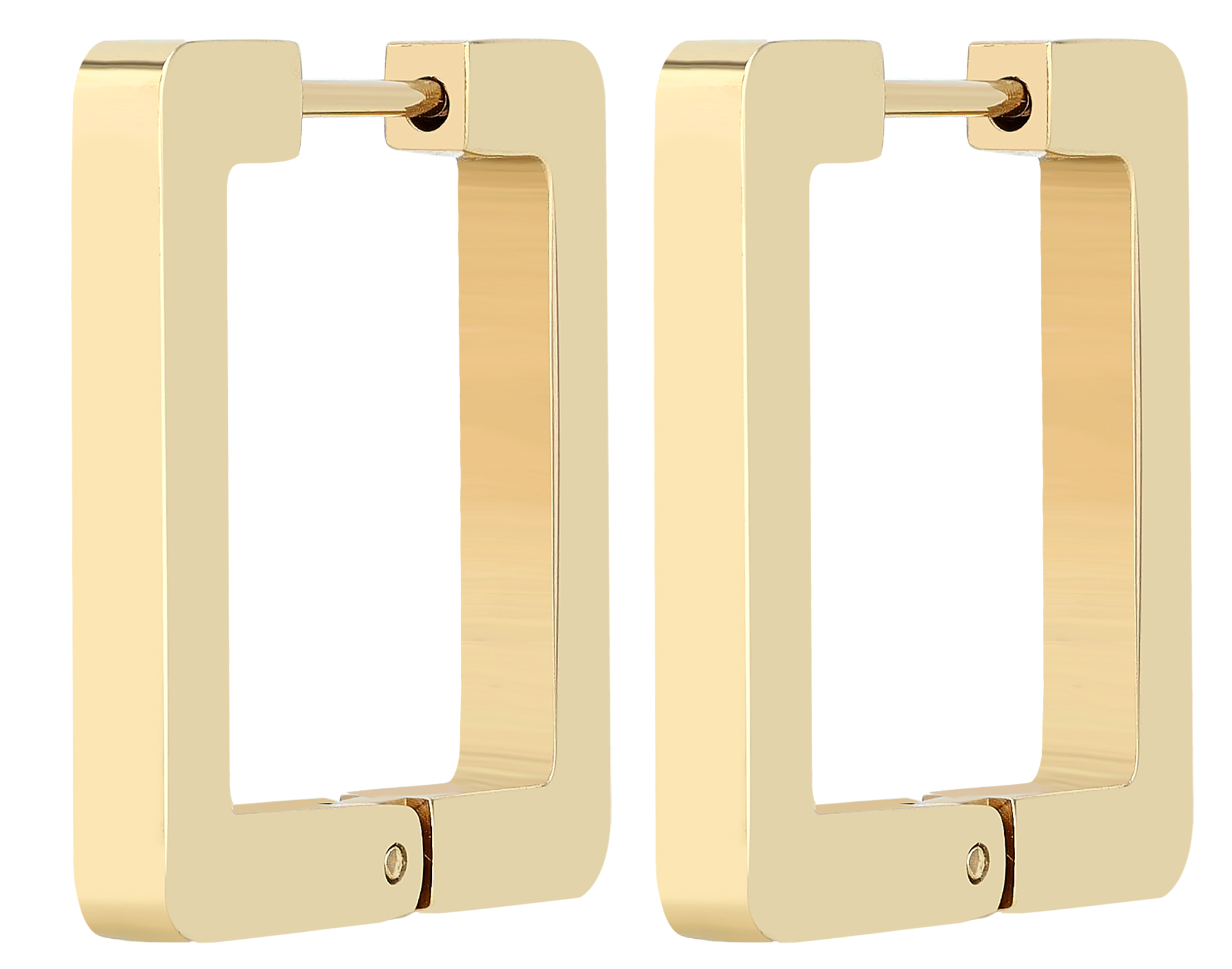 "Bibi" Edelstahl, quadratische Creolen, Statement, goldfarben