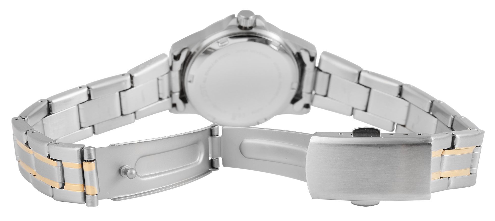 Just Edelstahl Damenarmbanduhr, bicolor, weißes ZB
