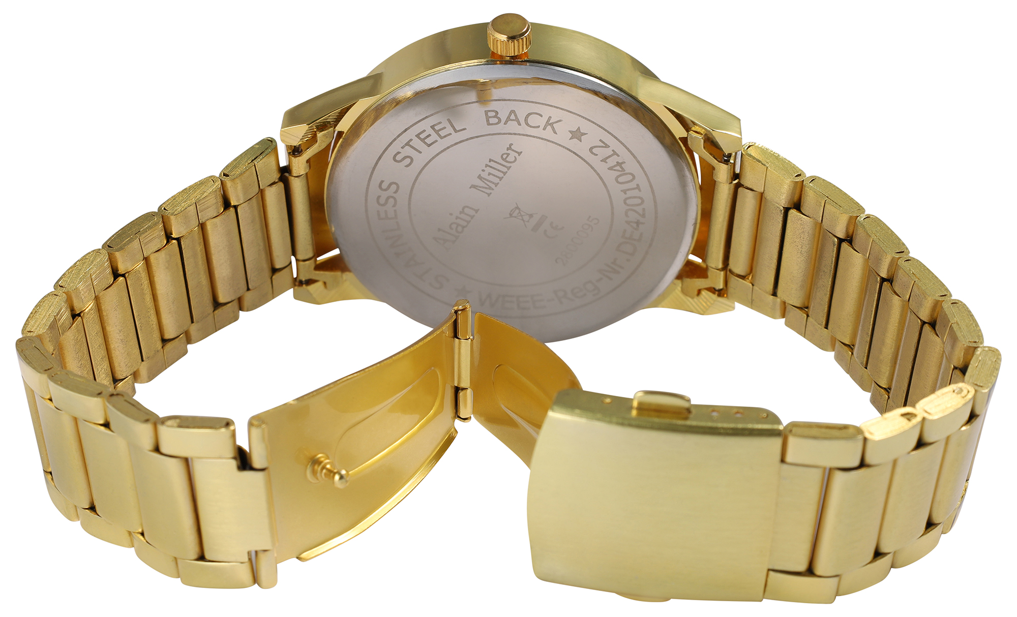 Alain Miller Herrenuhr mit Metallband, goldfarben, Ø 4,5 cm