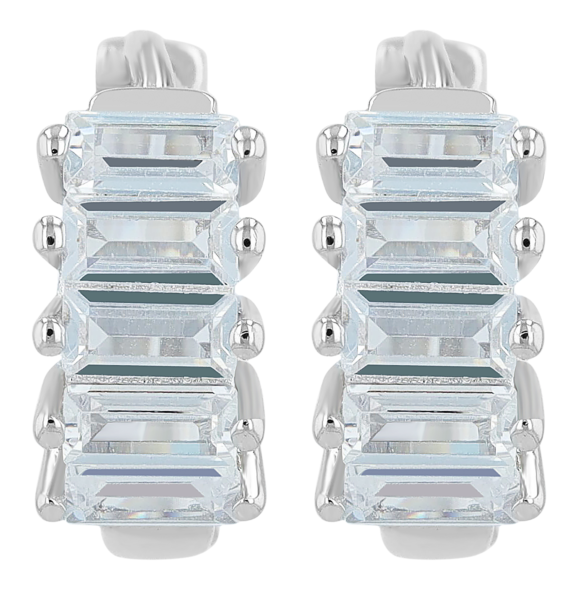 "Marlies" 925/- Echt Silber Creole mit Zirkoniabesatz in Baguetteform, silberfarben rhodiniert