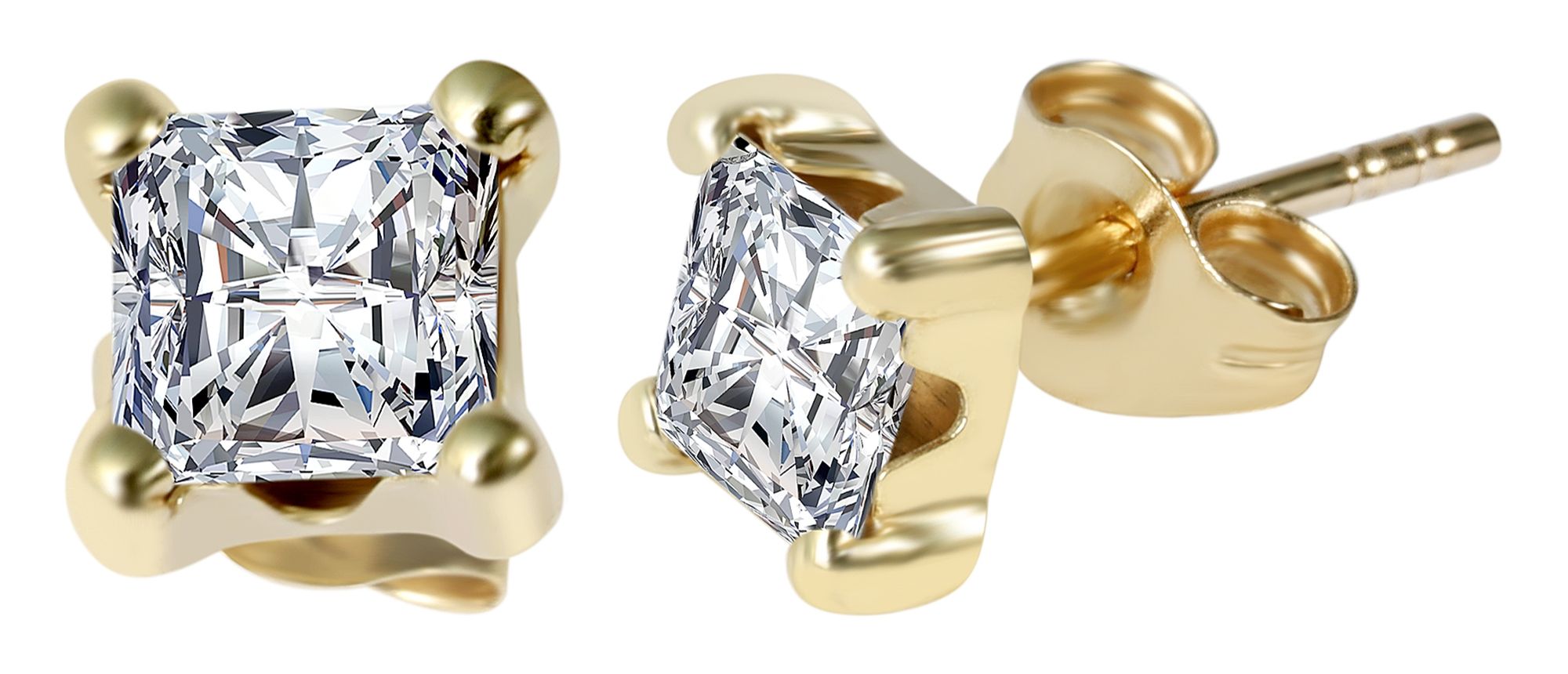 333/- Gold Ohrstecker, Zirkoniastein 4 x 4 mm, Gelbgold, 8 Karat