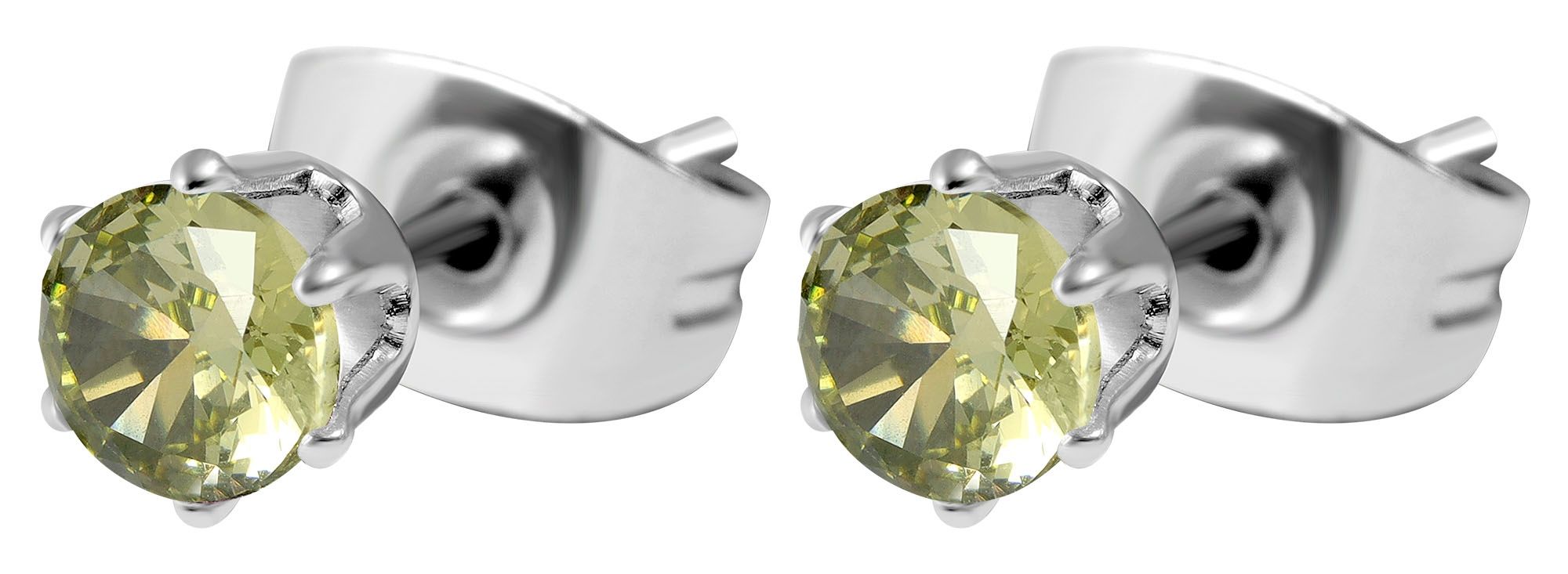 Akzent Ohrstecker "Mic" aus Edelstahl, grüner Zirkoniabesatz Ø 4 mm