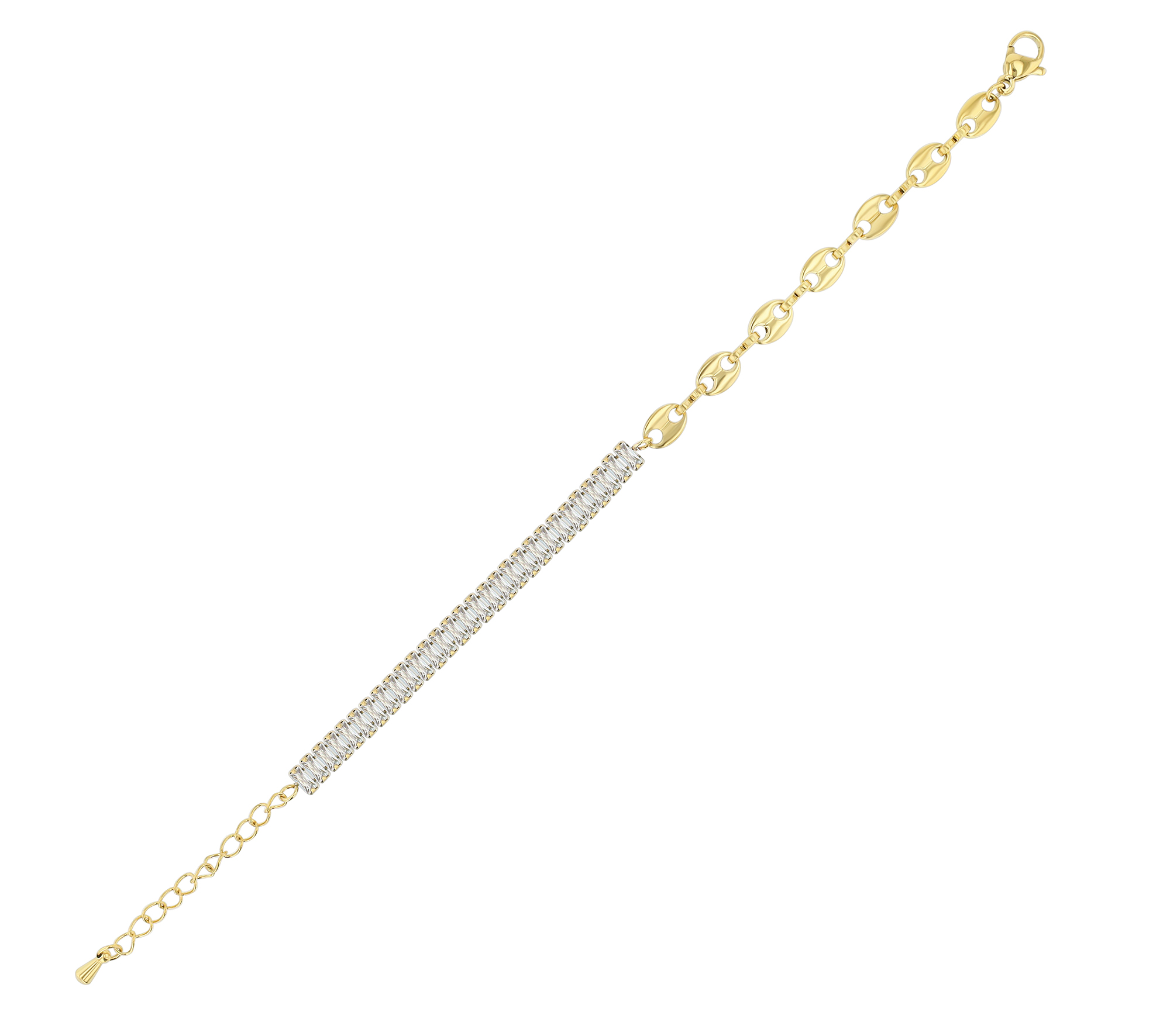 "Seren" Duo-Armband aus Edelstahl, Simili, goldfarben, 18,5 + 4 cm
