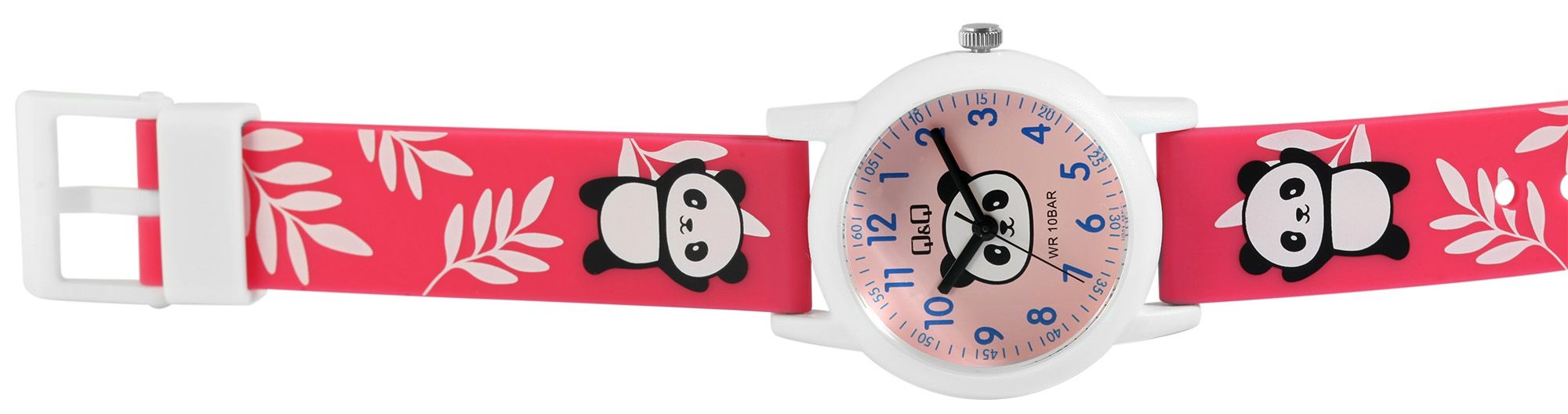 Q&Q Kinderuhr, Kunststoff, Silikonarmband, "Panda", 10 ATM, Ø 32 mm