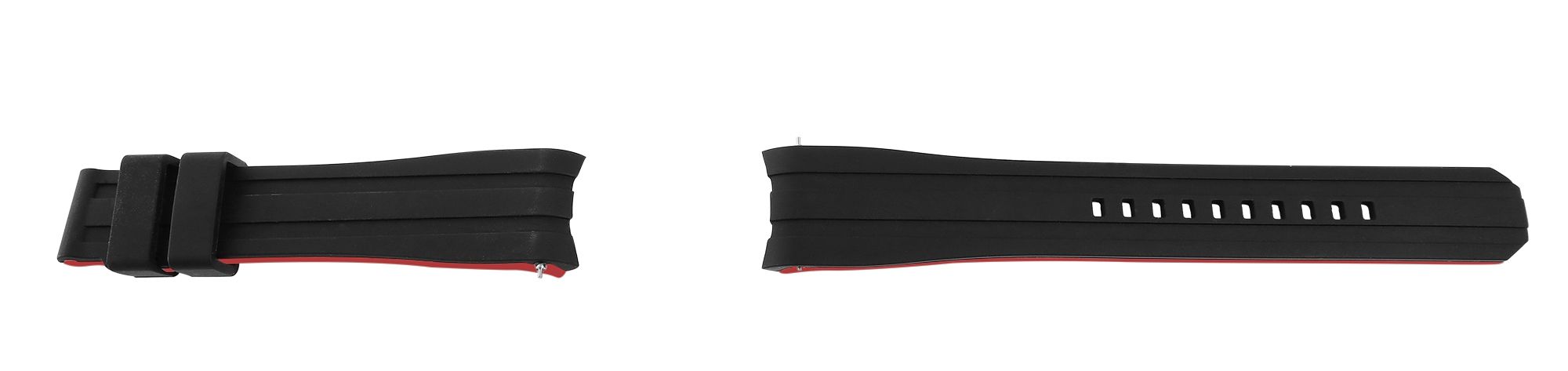 Schnellwechselarmband für Uhren, Silikon, Dornschließe, schwarz/rot, 18 mm