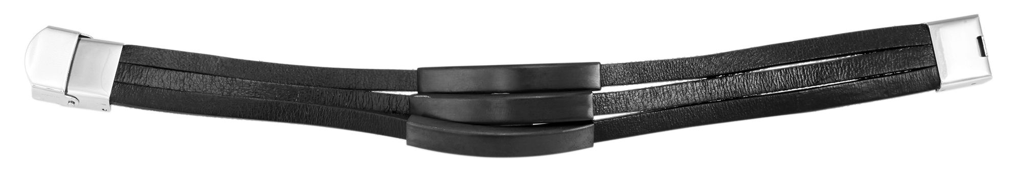 Akzent Echtlederarmband, dreireihig mit Gravurplatten, schwarz/schwarz