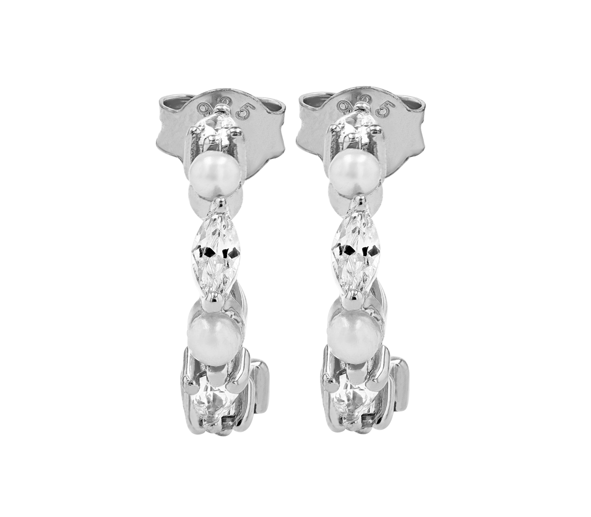 Sif Jakobs Jewellery 925/- Echt Silber Halbcreole "Adria Creolo Piccolo" Zirkonia/ Süßwassrperlen, rhod.