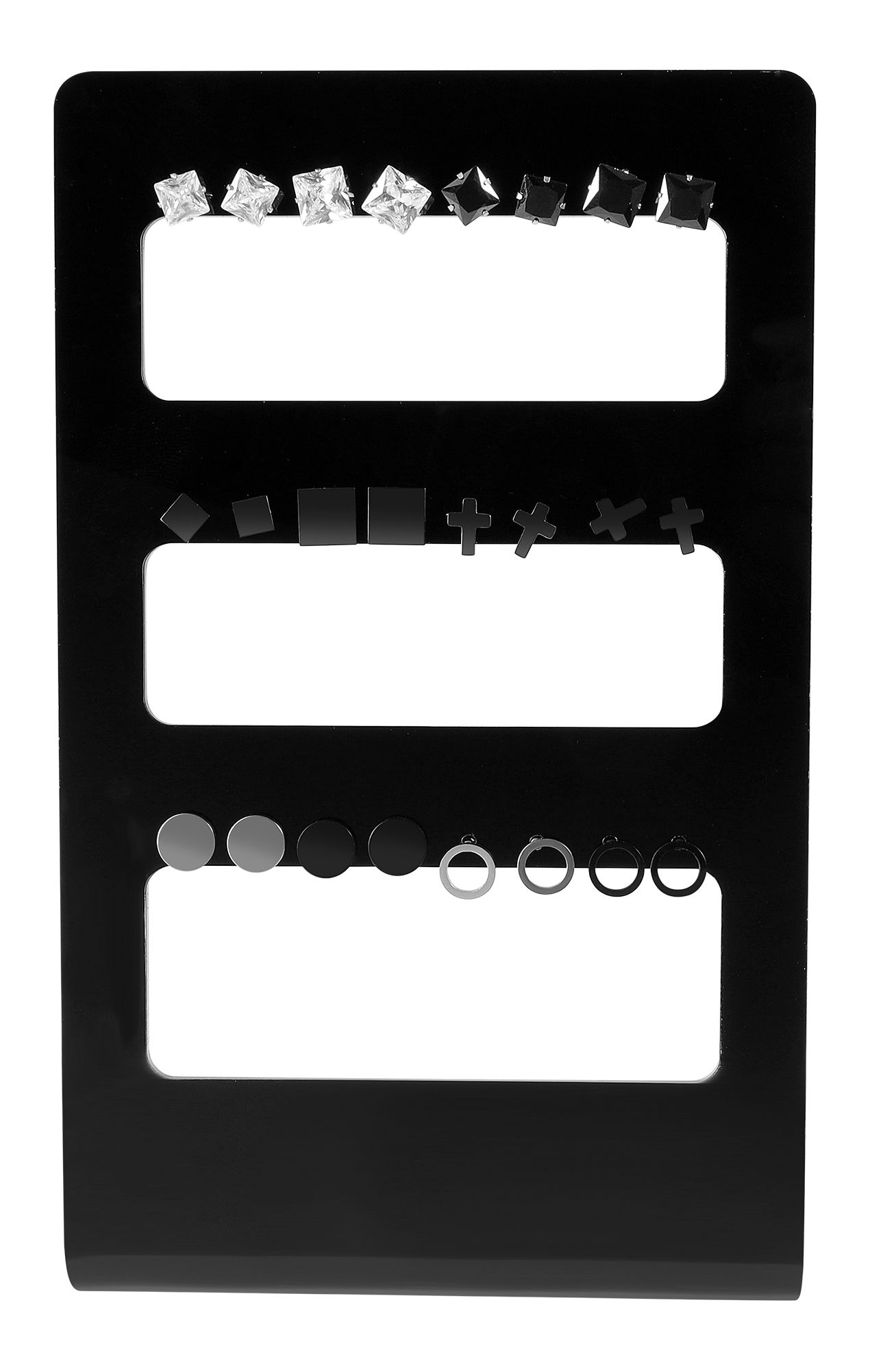 12er Set Ohrstecker mit Display, Herren, Edelstahl, verschiedene Modelle