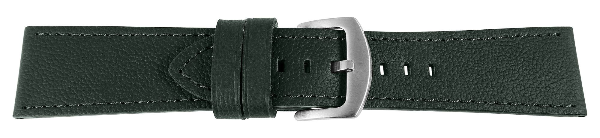 Echtleder-Uhrenarmband "super-soft", dunkelgrün, Naht, 22 mm