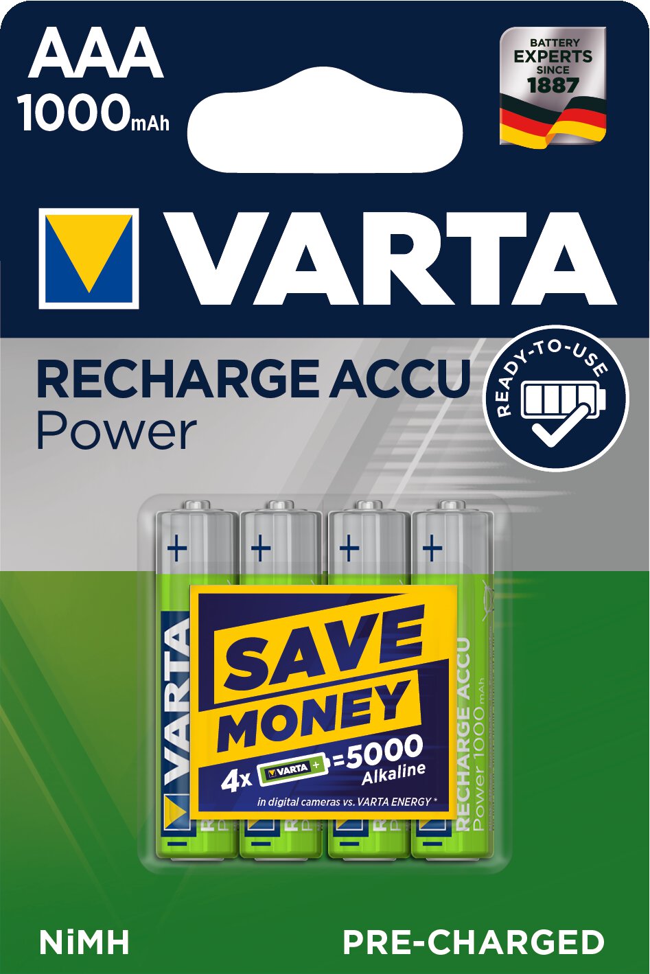 VARTA Professional ACCU AAA, 4er Blister, 1000 mAh