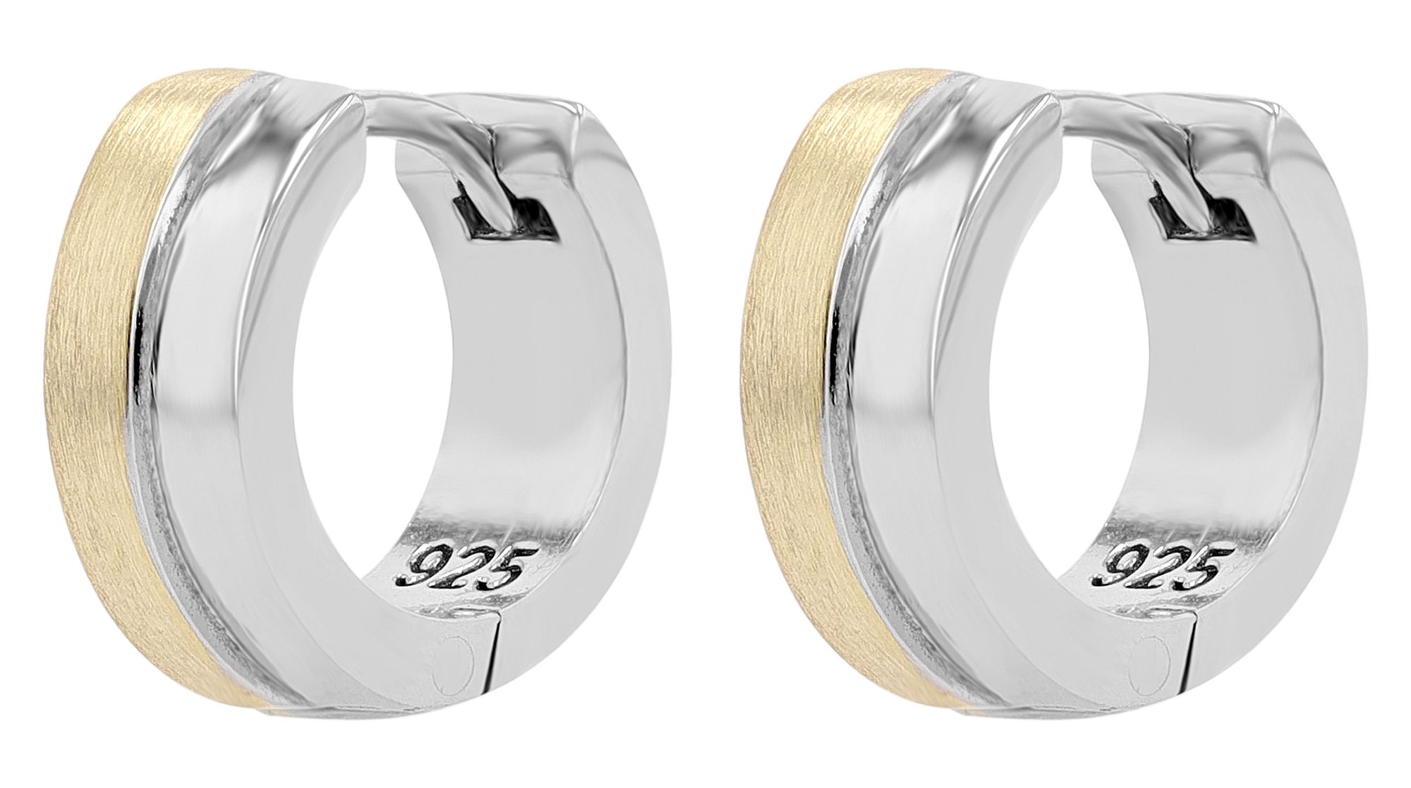 925/- Echt Silber Klapp-Creolen "Clavel", rhodiniert, bicolor