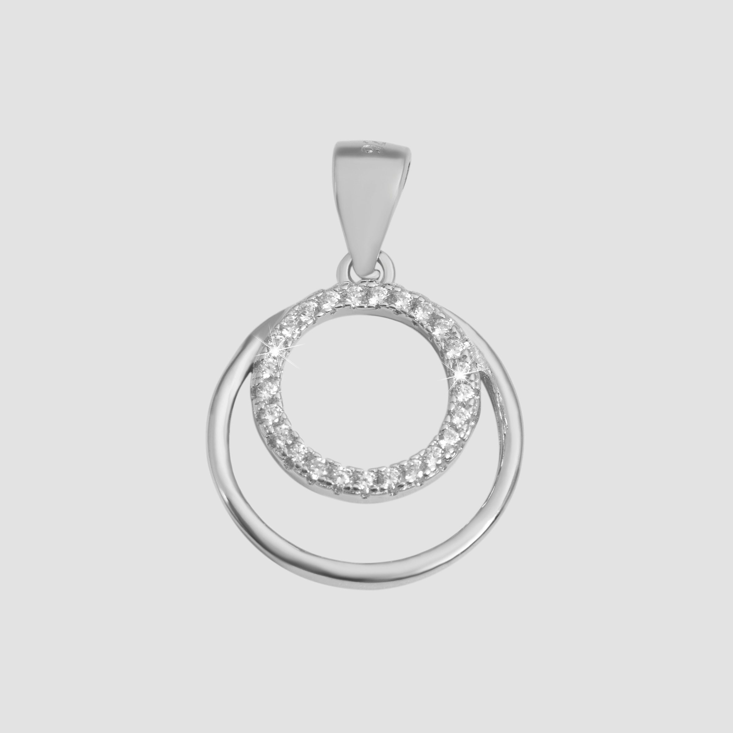 "Lilian" 935/- Echtsilber Anhänger, Ring, Zirkoniabesatz, Ø 15,5 mm, rhodiniert