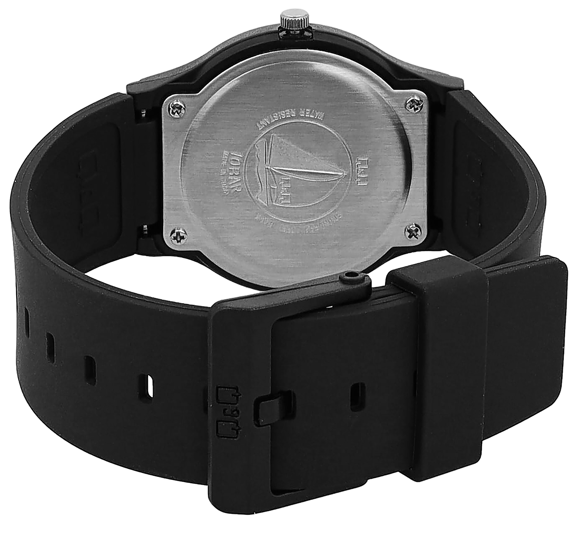 Q&Q Herrenuhr mit Silikonarmband, schwarz, 10 Bar