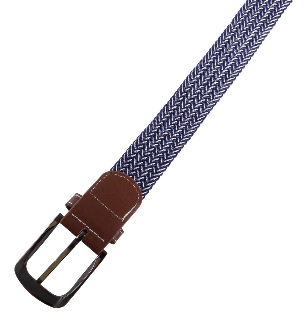 Textilgürtel geflochten (blau/ weiß), Länge 100 cm (S)