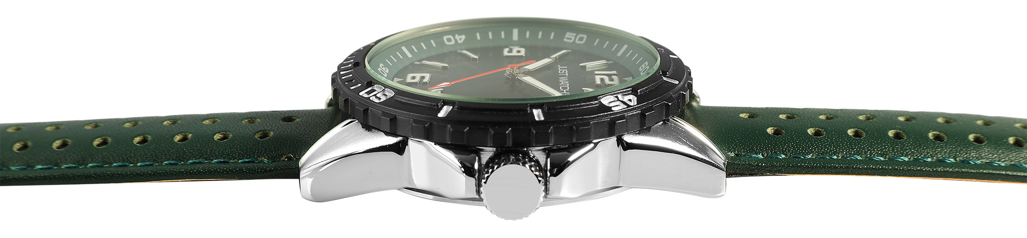 JUST WATCH Herrenuhr "Elwin"  mit Echt Lederband, Ø 43 mm, grün/ silberfarben/ schwarz