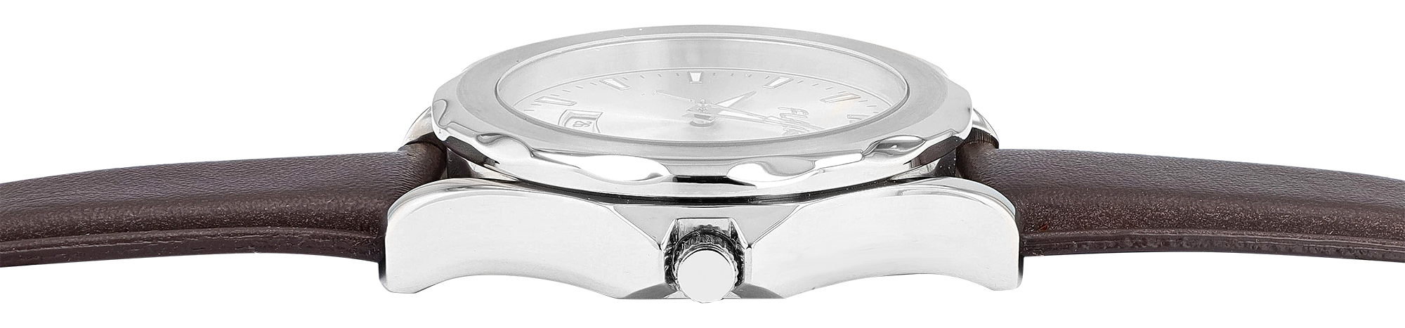 Flair Herrenuhr mit Echtlederband, braun/ silberfarben