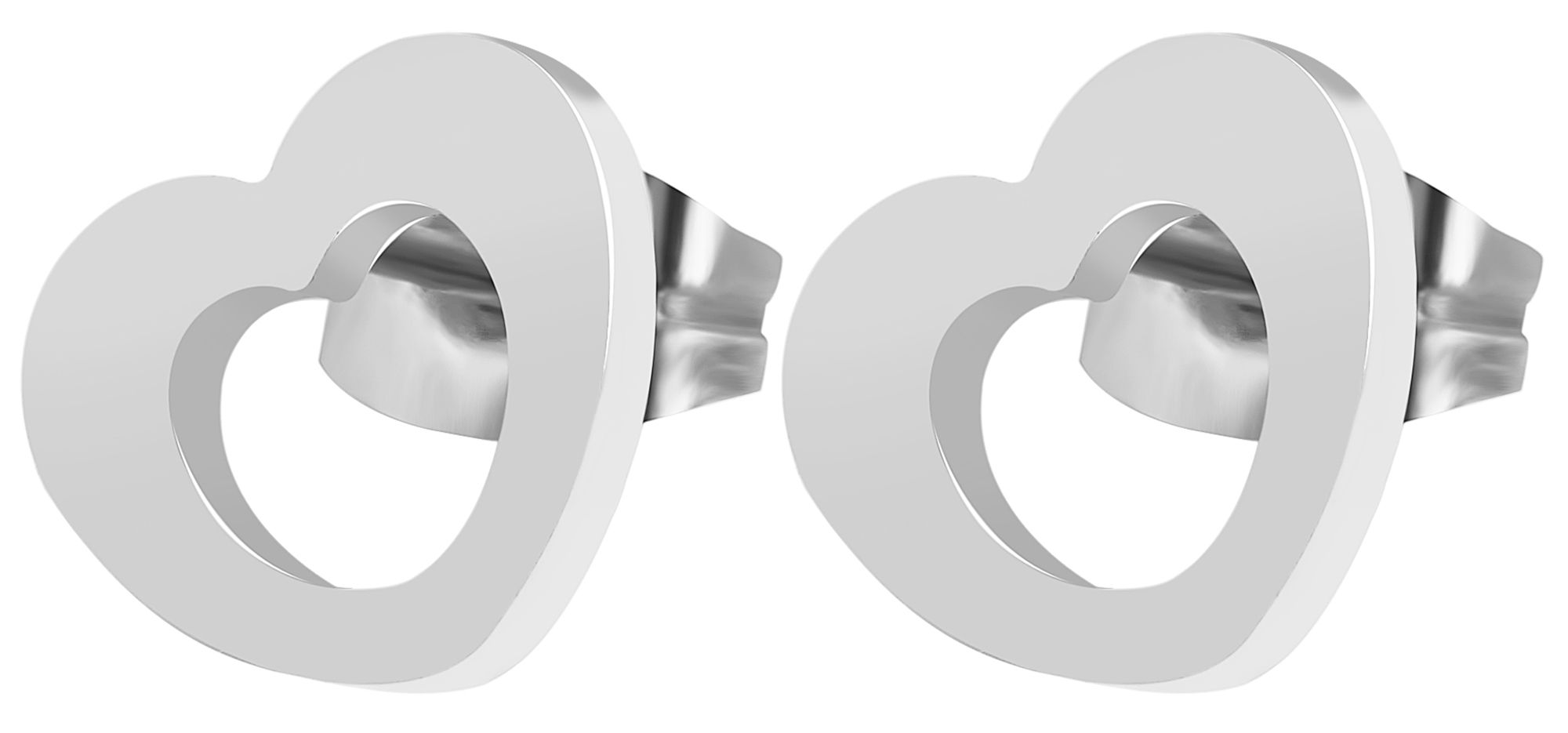 Akzent Edelstahl Ohrstecker mit Herz Motiv, silberfarbig