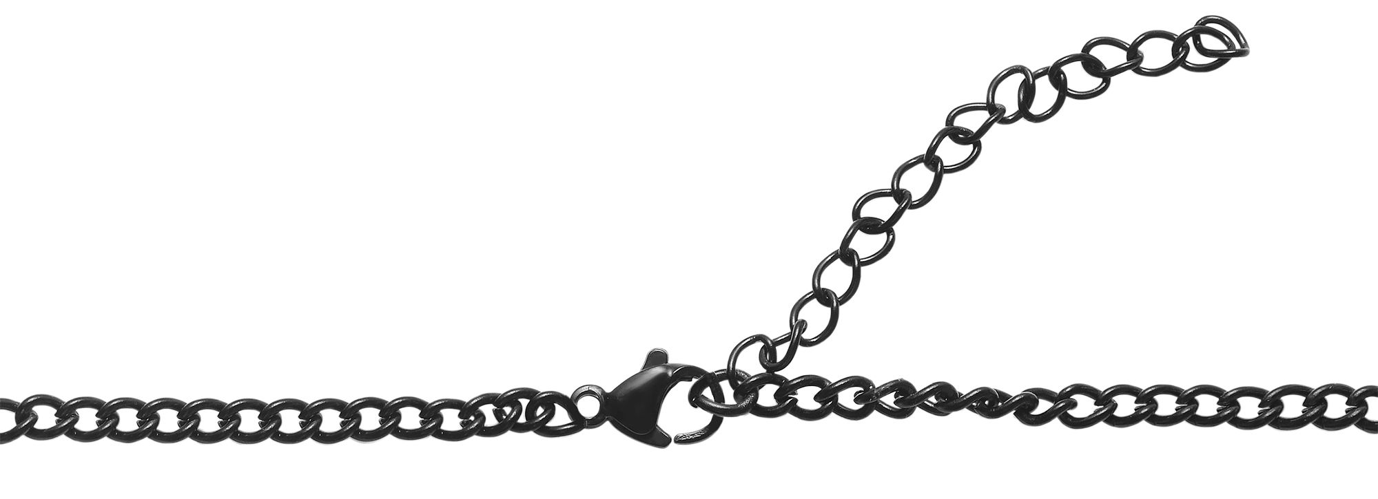 Akzent Halskette mit Dog Tag Anhänger, Edelstahl, Öse Totenkopf, 60+5 cm, schwarz