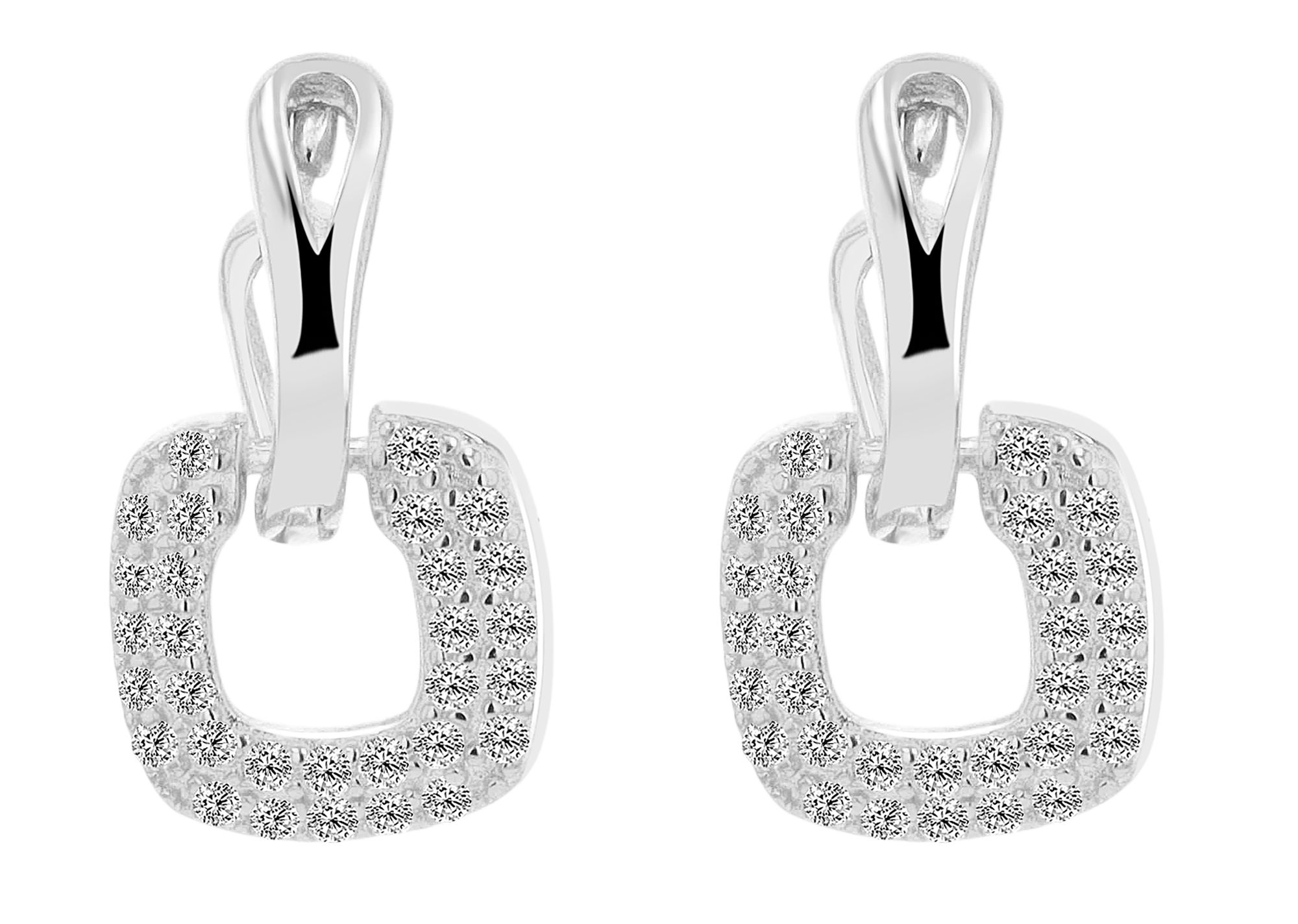925er Sterling Silber Creolen mit Anhänger "Raina" Zirkonia, rhodiniert
