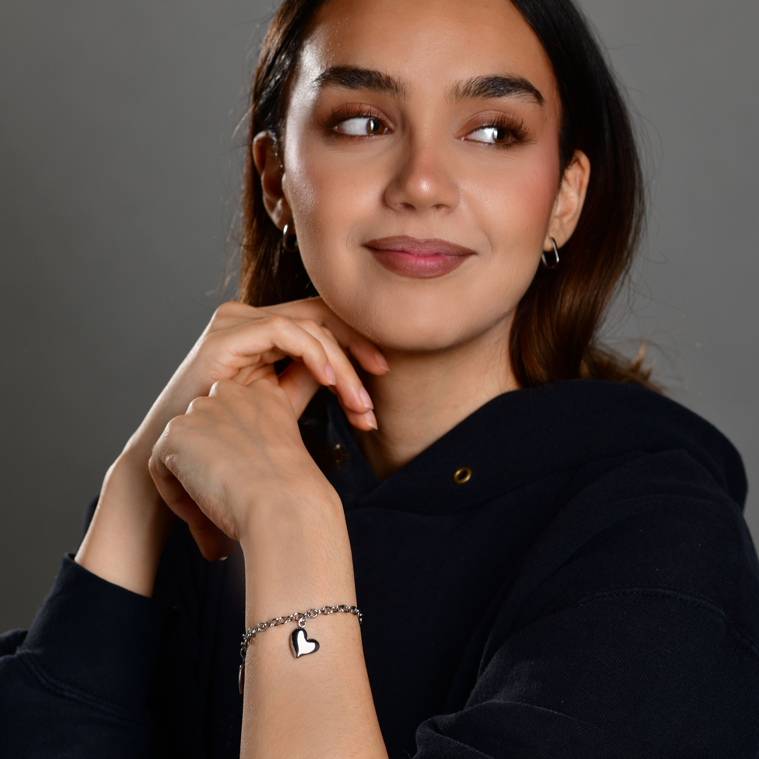 Akzent Kettenarmband aus Edelstahl in silberfarbig