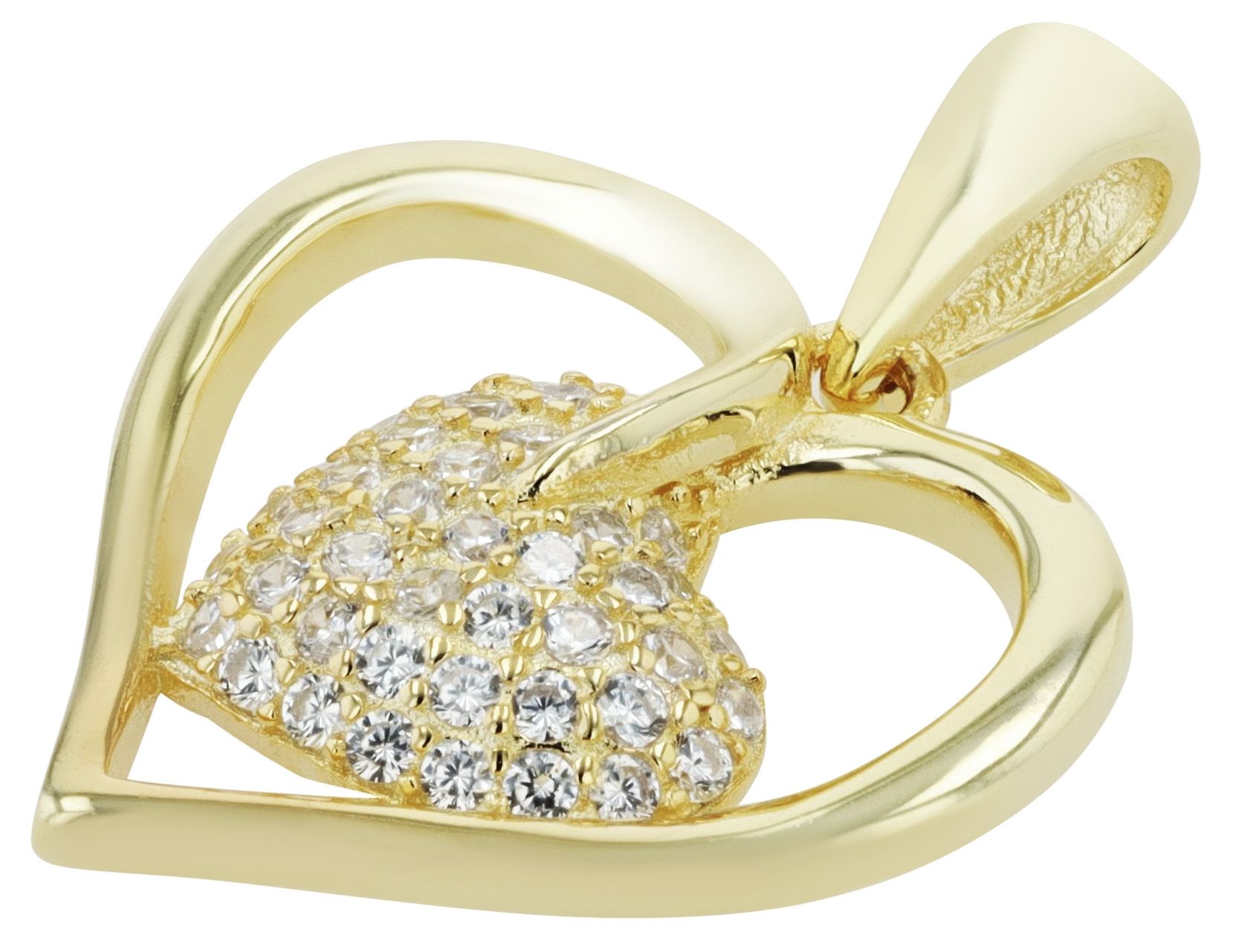925/- Echt Silber Anhänger Herz "Weston" mit Zirkonia, vergoldet oder rhodiniert