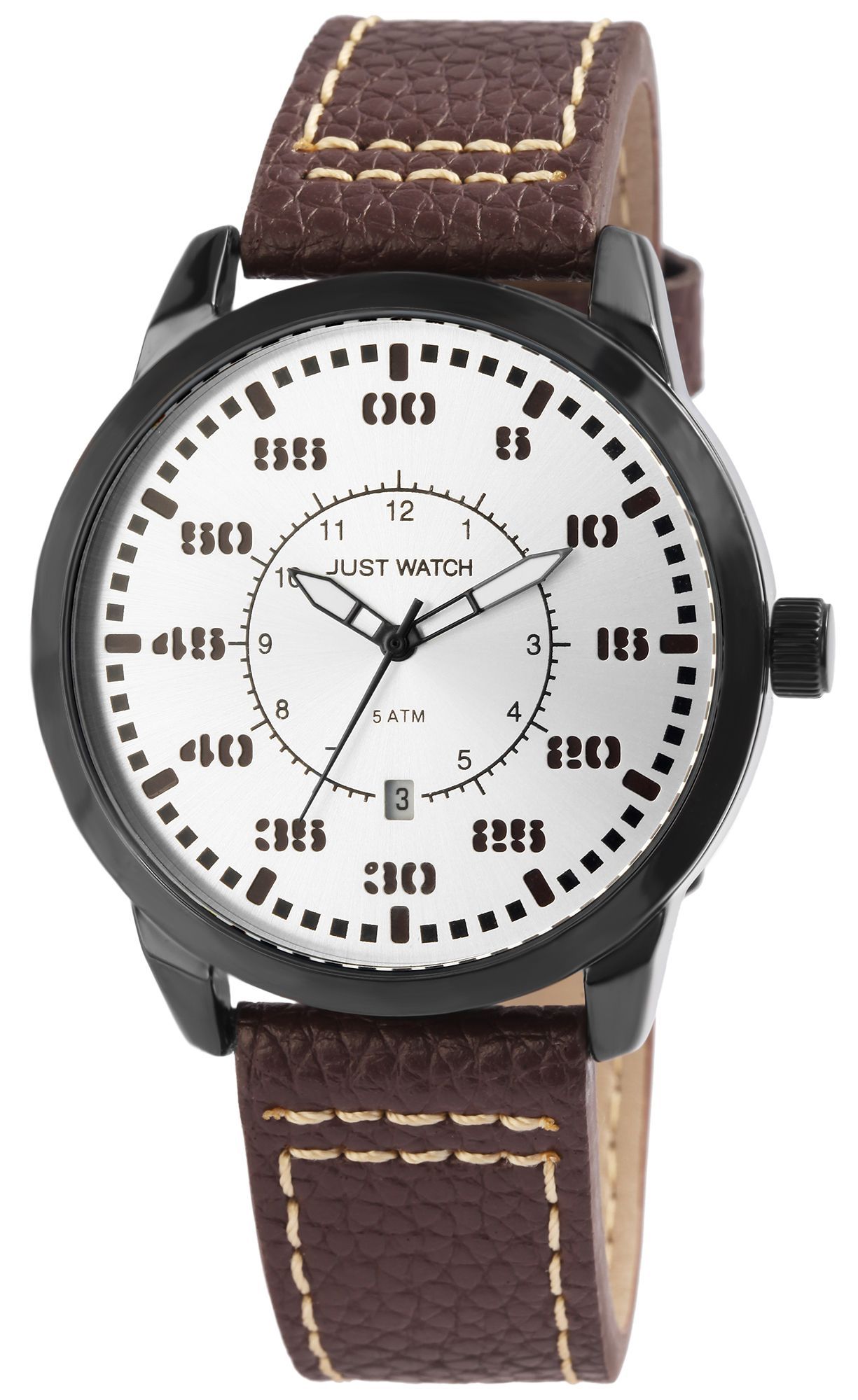 JUST WATCH "Benedict" Herrenuhr mit Echtlederband, Braun