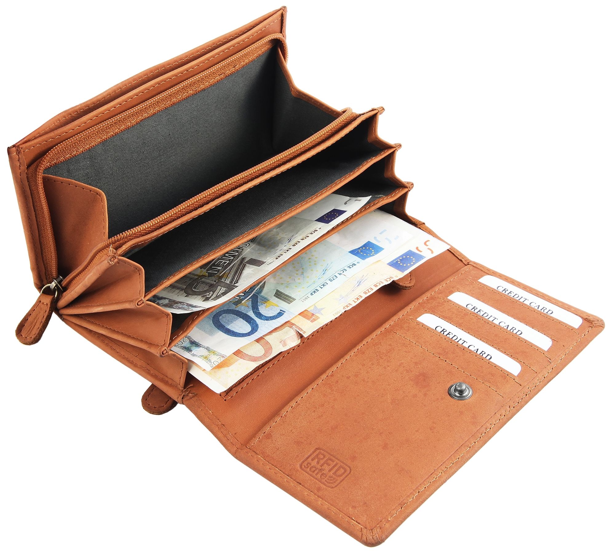 Leonardo Verrelli Echt Leder Geldbörse in cognac, RFID