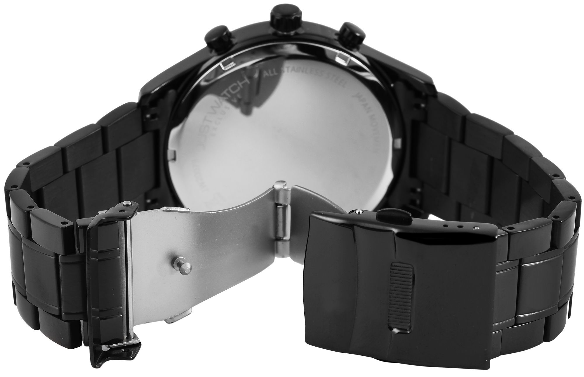 Just Watch Exclusive Herren Chronograph Edelstahlband schwarz