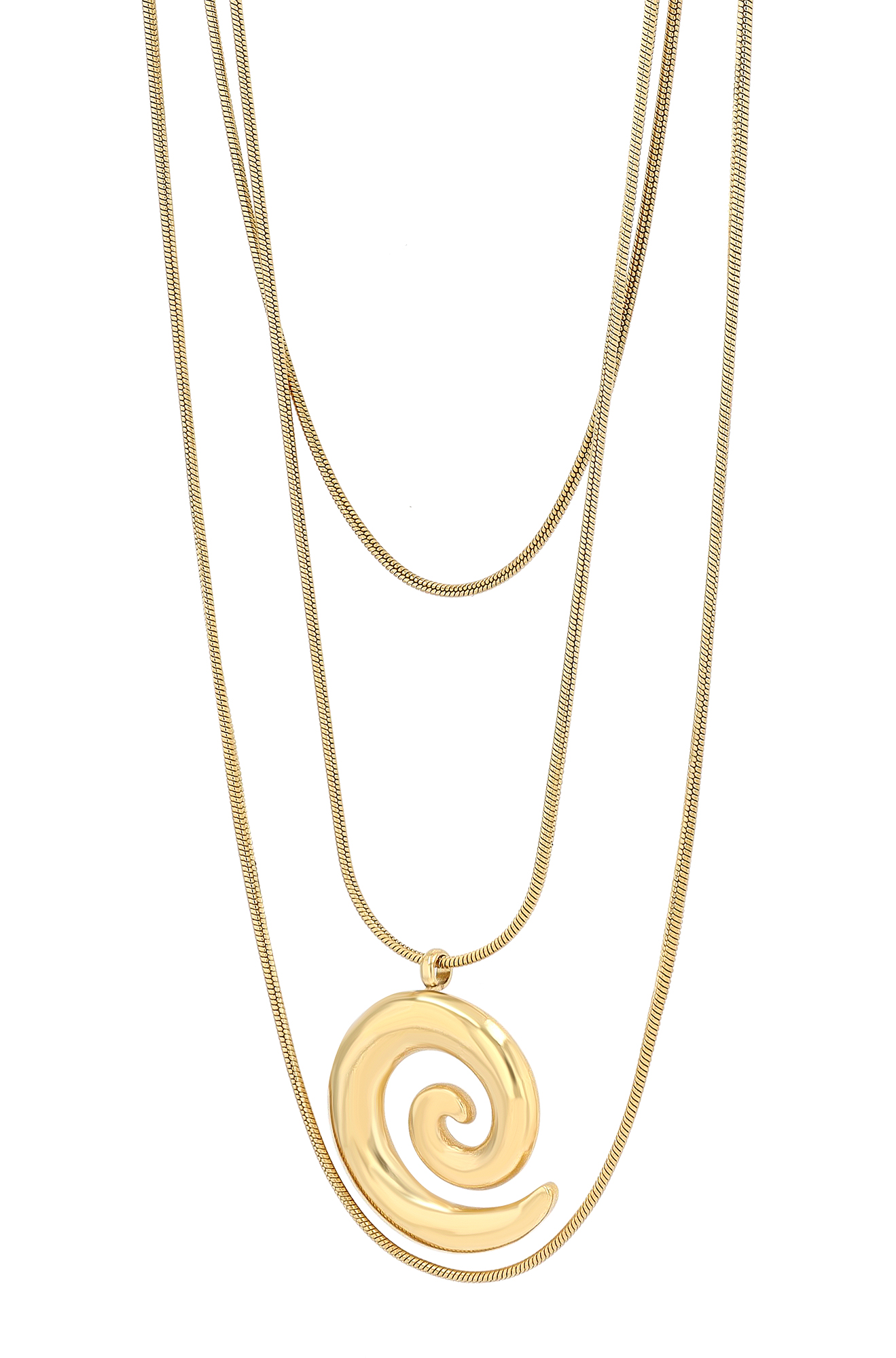 "Amita" Edelstahl Layering Kette (40/45/50+5cm) mit Spiral-Symbol, goldfarben
