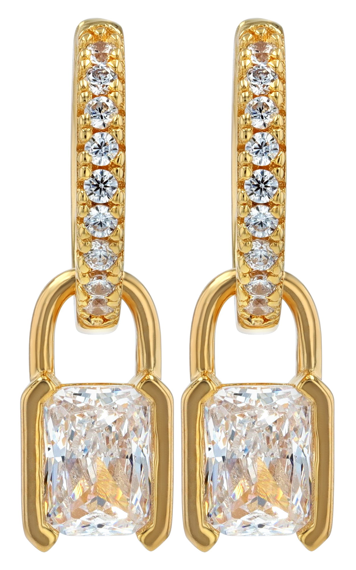 Sif Jakobs Jewellery 925/- Echt Silber Creolen "Roccanova" Ø 11 mm abnehmbarer Zirkon  (weiß), vgold.