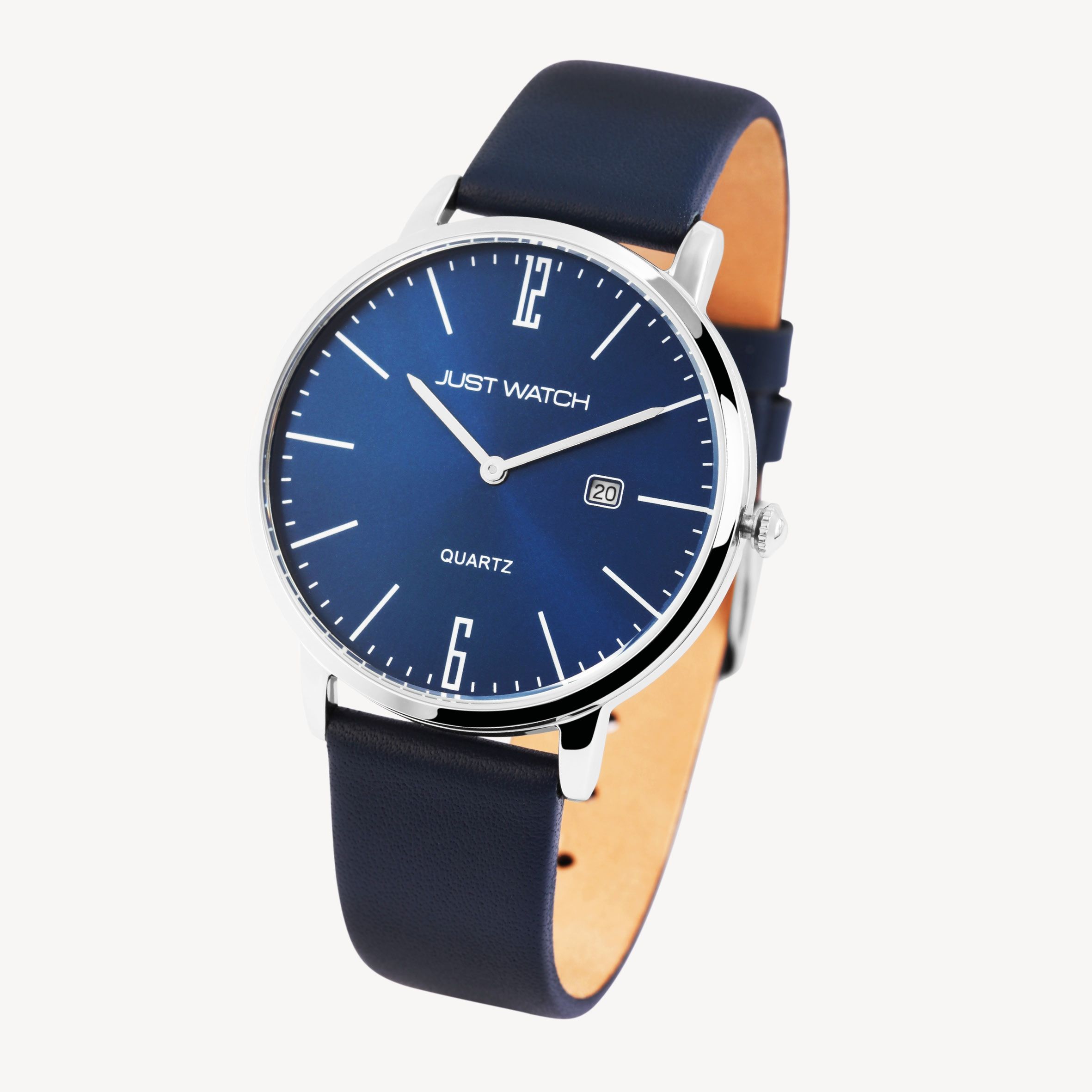 Just Watch Herrenuhr Echtlederband blau